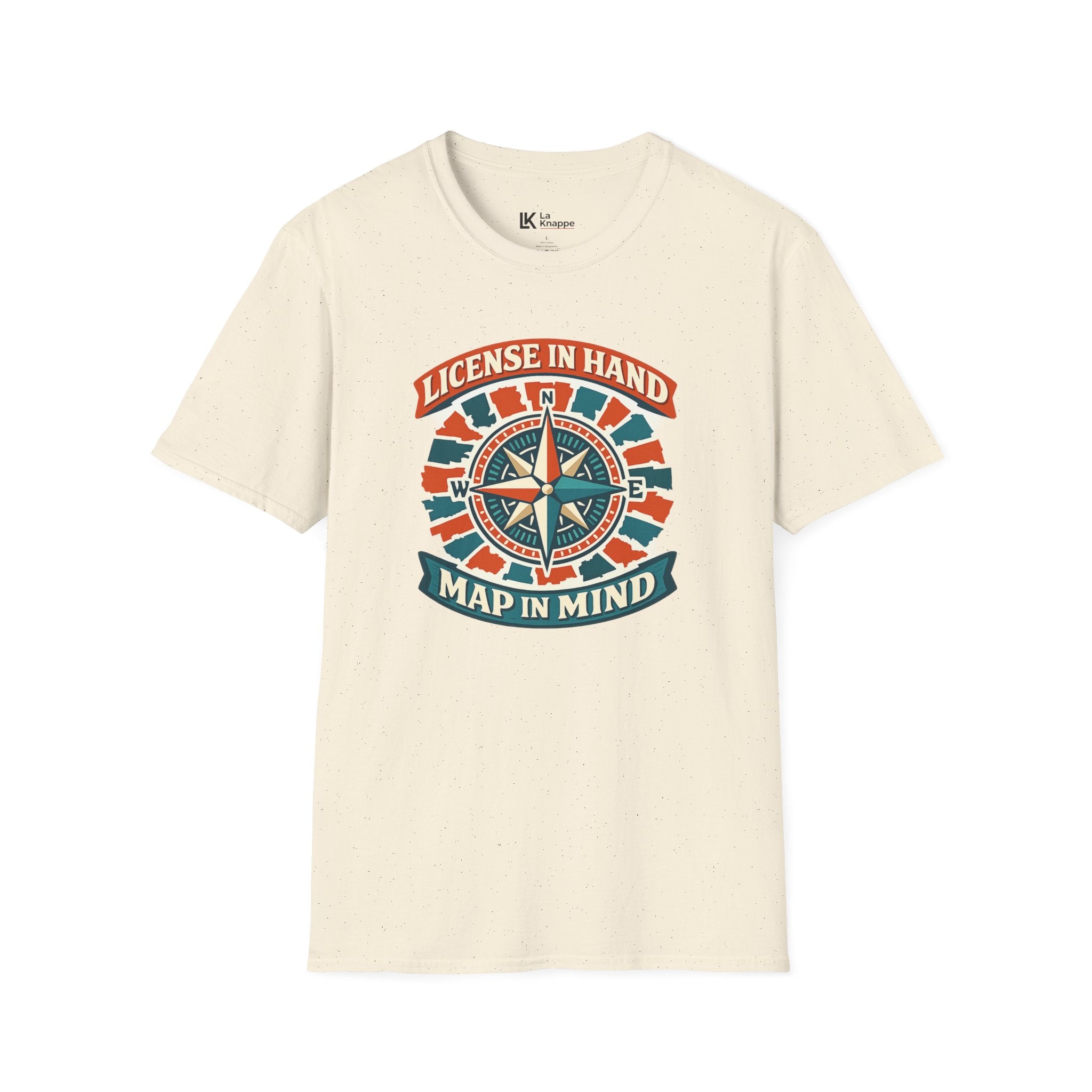 Compass Graphic T-Shirt — "License in Hand, Map in Mind" Adventure Tee for Travel Nurses RN and Adventure Tees
