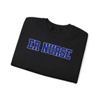 ER Nurse Collegiate Crewneck Sweatshirt — Emergency Nurse Blue & White Typography