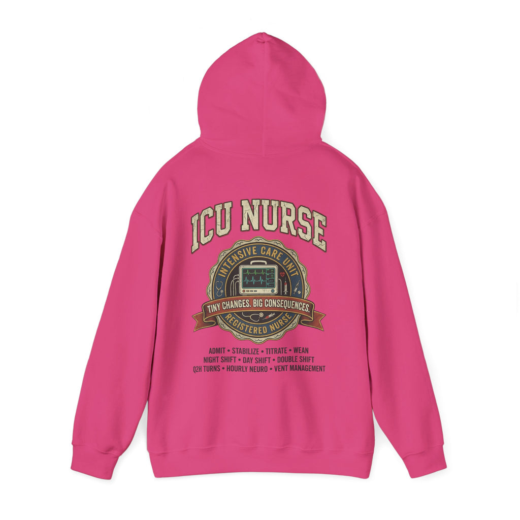 ICU Nurse Hoodie —  Nurse Tour Tee Vibe Vintage Distressed Design -JCU Crew Critical Care Nursing Hooded Sweatshirt