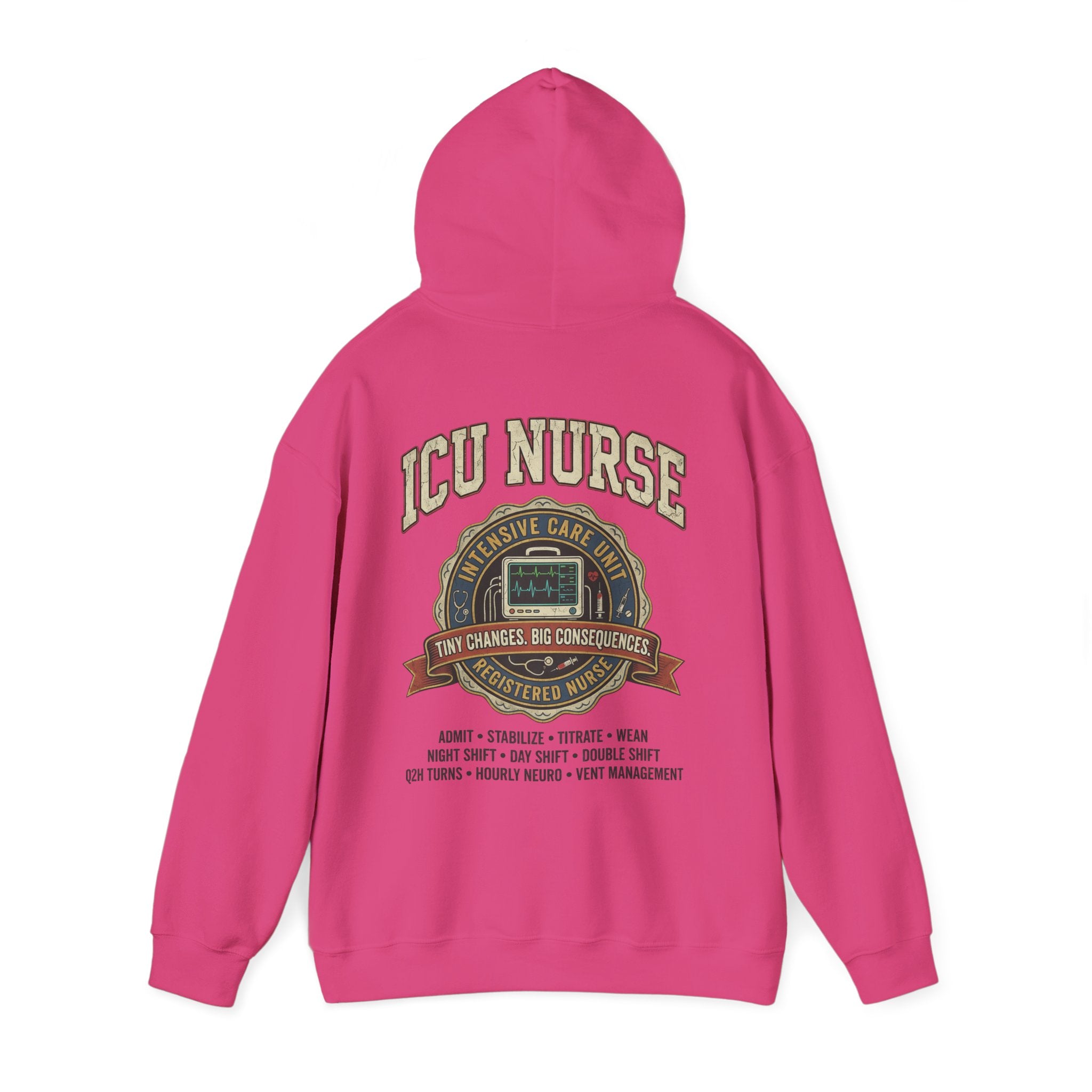 ICU Nurse Hoodie —  Nurse Tour Tee Vibe Vintage Distressed Design -JCU Crew Critical Care Nursing Hooded Sweatshirt