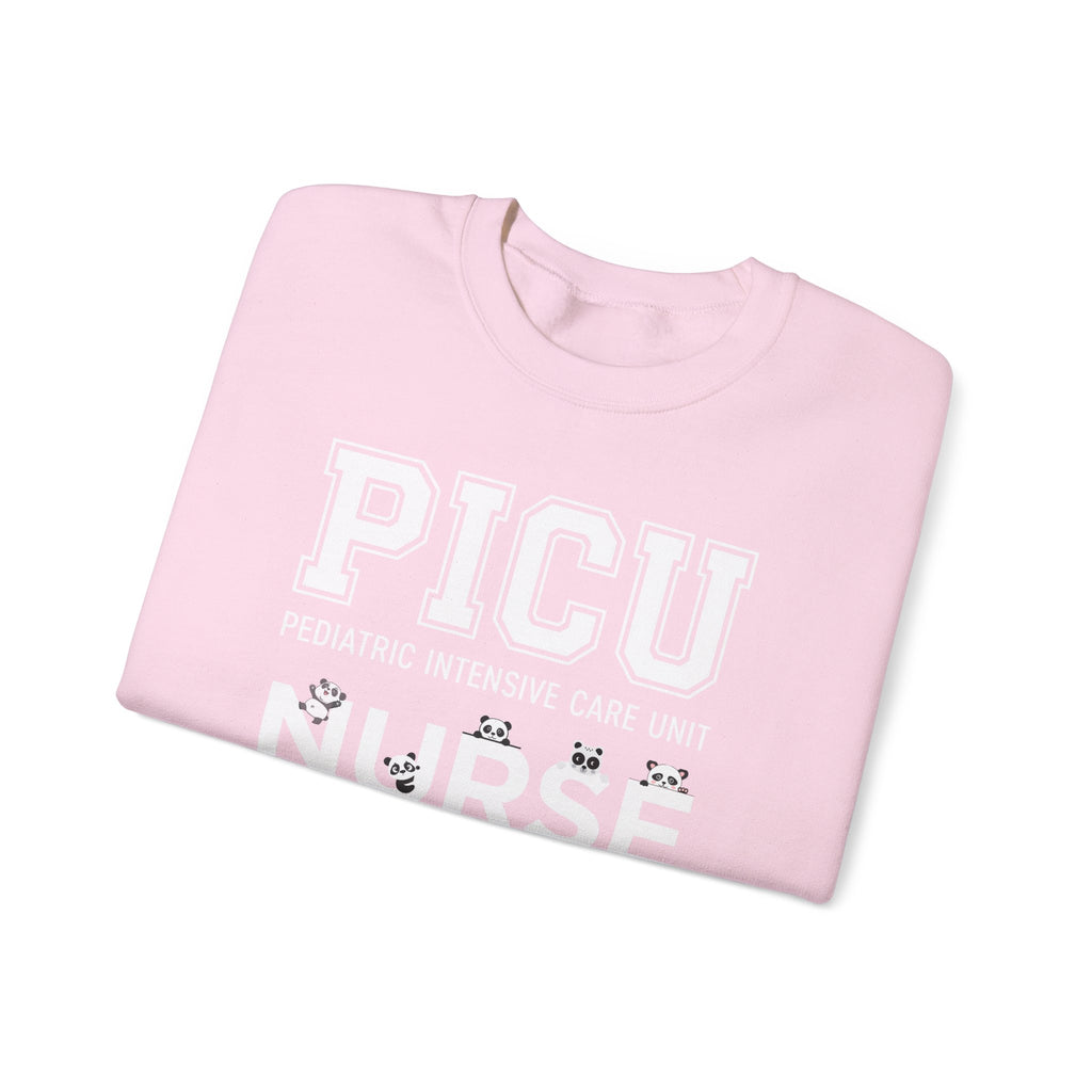 PICU Nurse Crewneck Sweatshirt – Pediatric Intensive Care Unit Nurse Pullover With Cute Panda