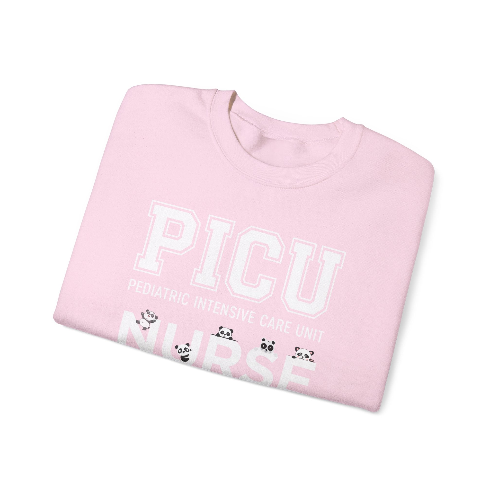 PICU Nurse Crewneck Sweatshirt – Pediatric Intensive Care Unit Nurse Pullover With Cute Panda