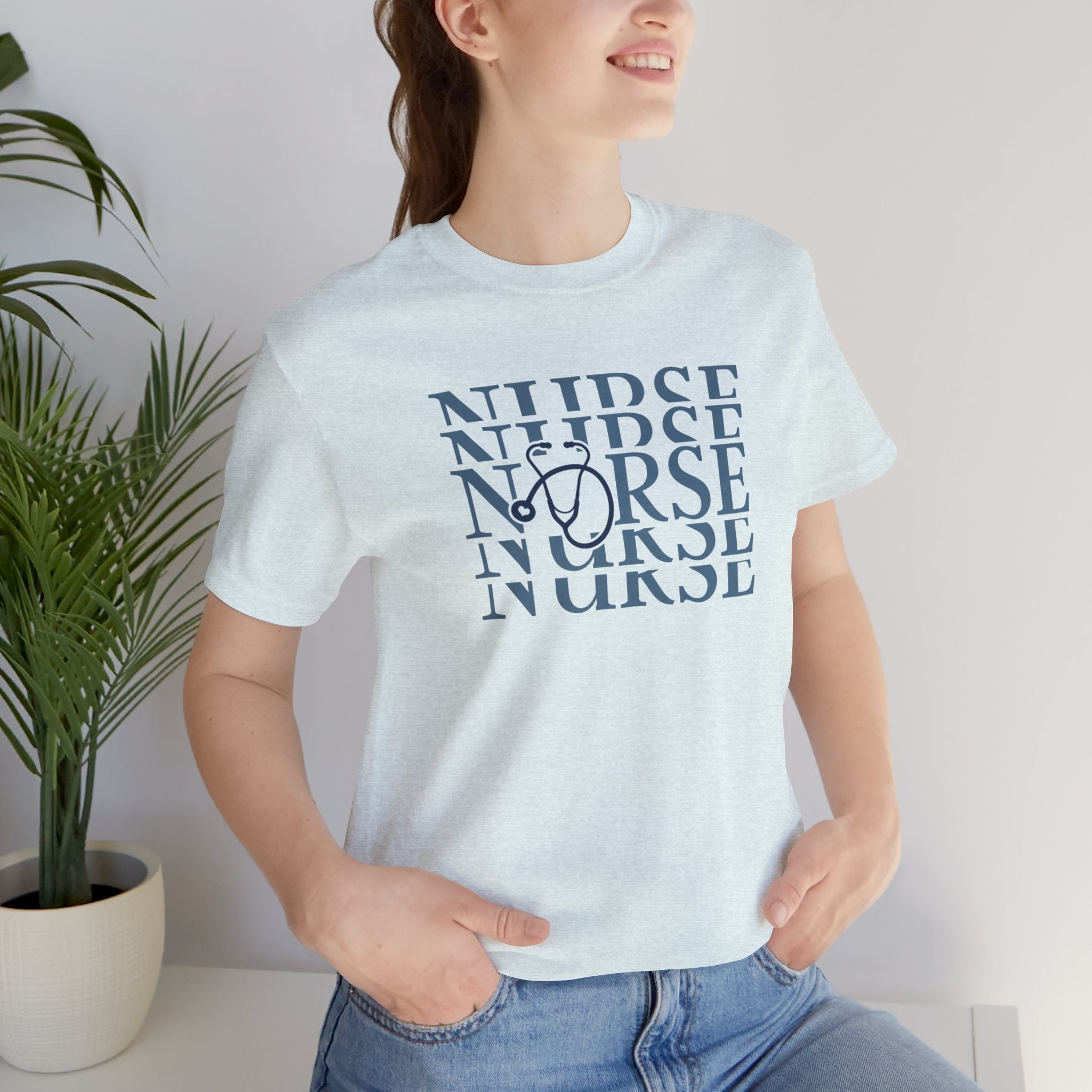 Nurse Stethoscope Graphic Tee — Repeating 'NURSE' Design Student Nurse Cool Nurse Gift For Nurse