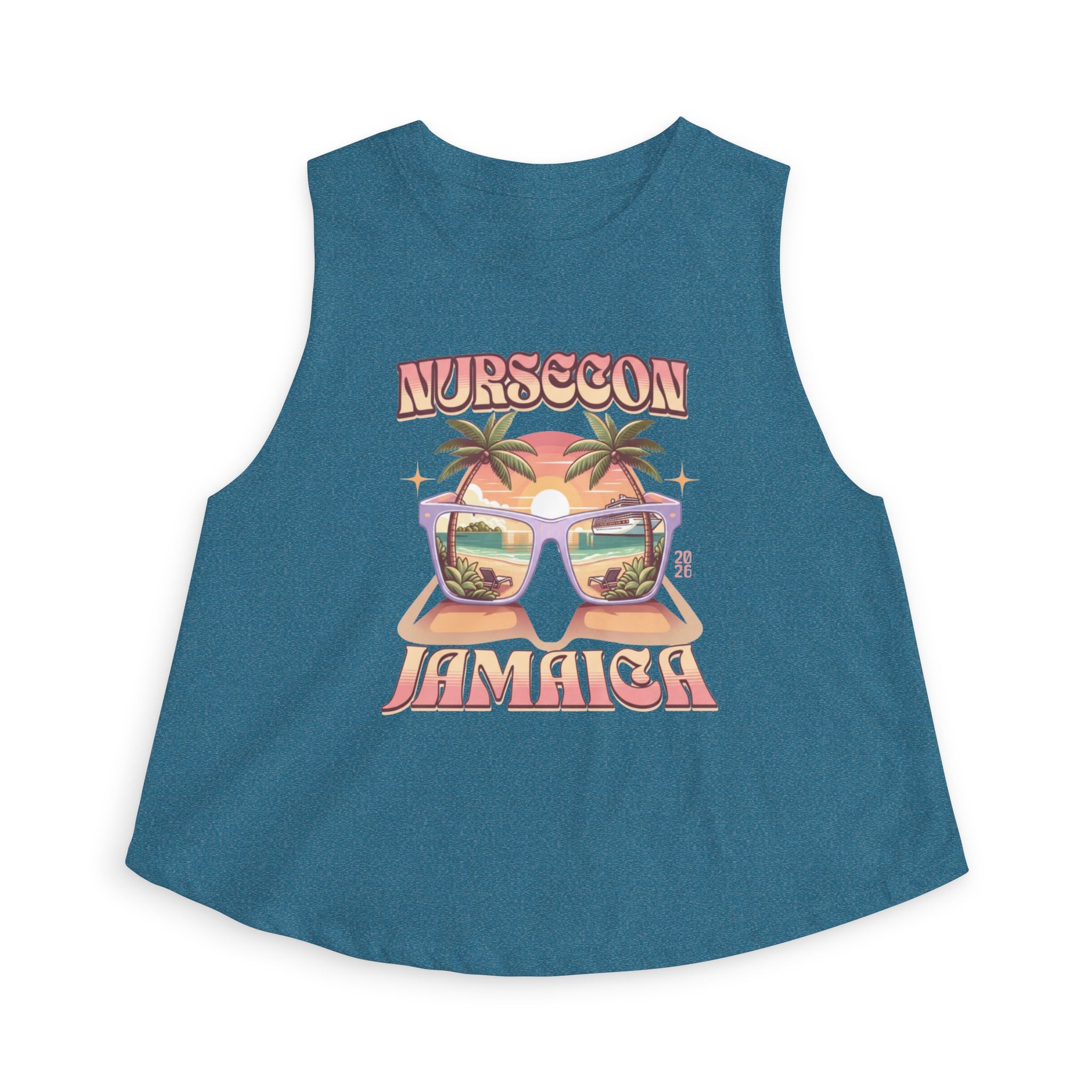 Nurse Conference Cruise Trip Crop Top  Jamaica NurseCon 2026 Tropical Palm & Drink Graphic Nurse T- Shirt