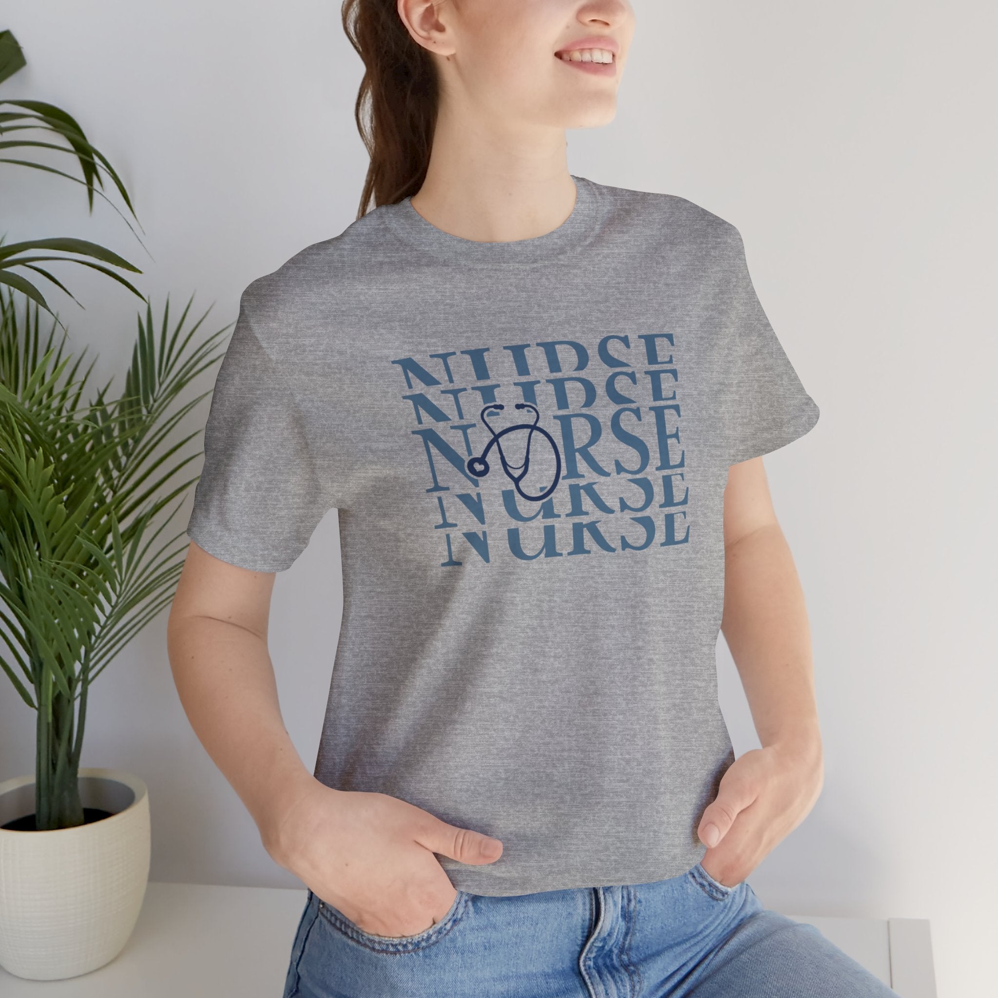 Nurse Stethoscope Graphic Tee — Repeating 'NURSE' Design Student Nurse Cool Nurse Gift For Nurse