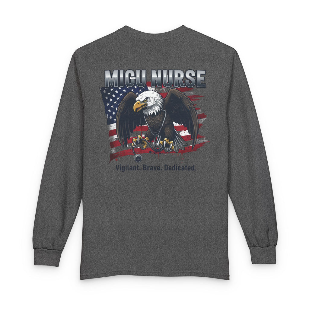 MICU Nurse Patriotic Long Sleeve Shirt Graphic Shirt for Medical Intensive Care Nurses
