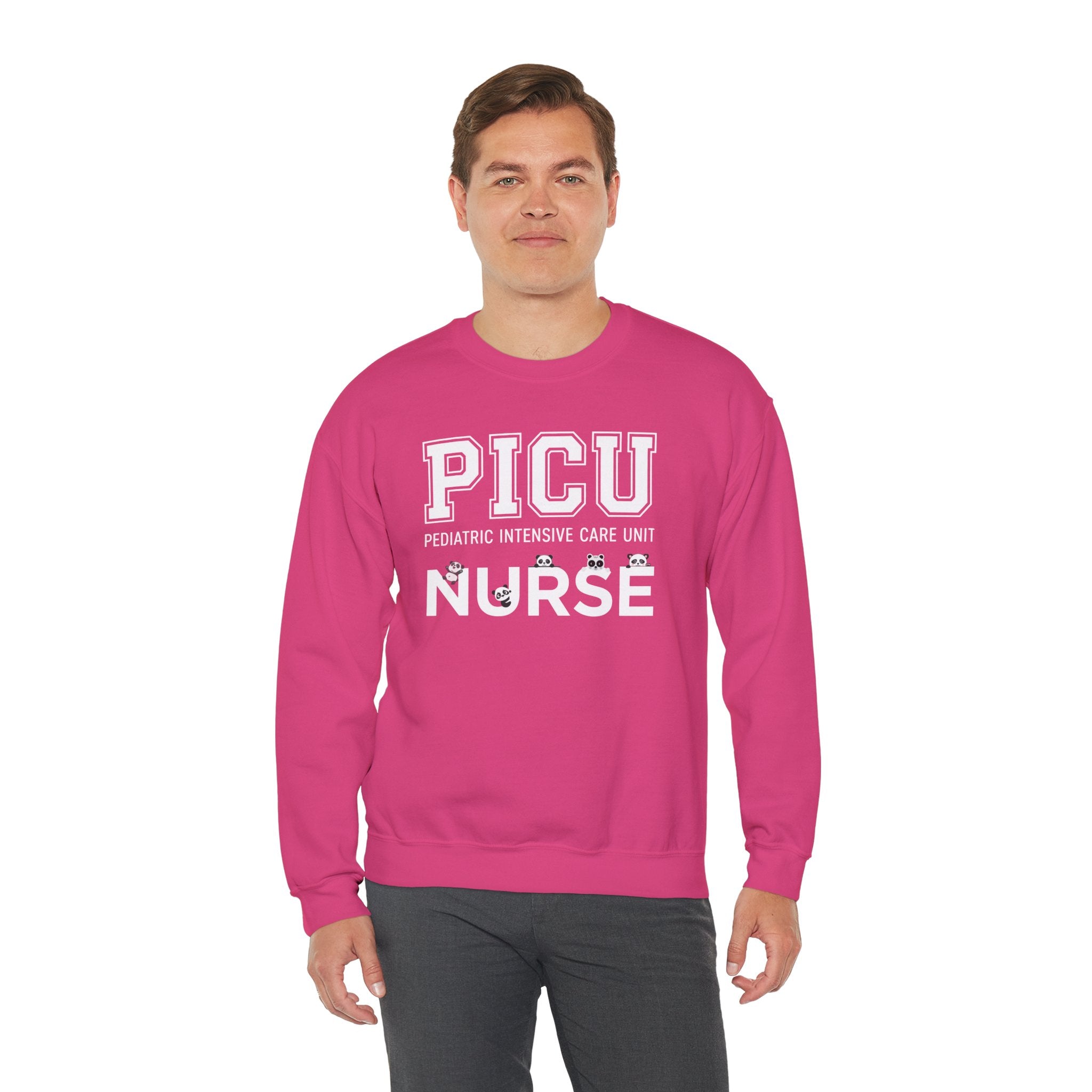 PICU Nurse Crewneck Sweatshirt – Pediatric Intensive Care Unit Nurse Pullover With Cute Panda