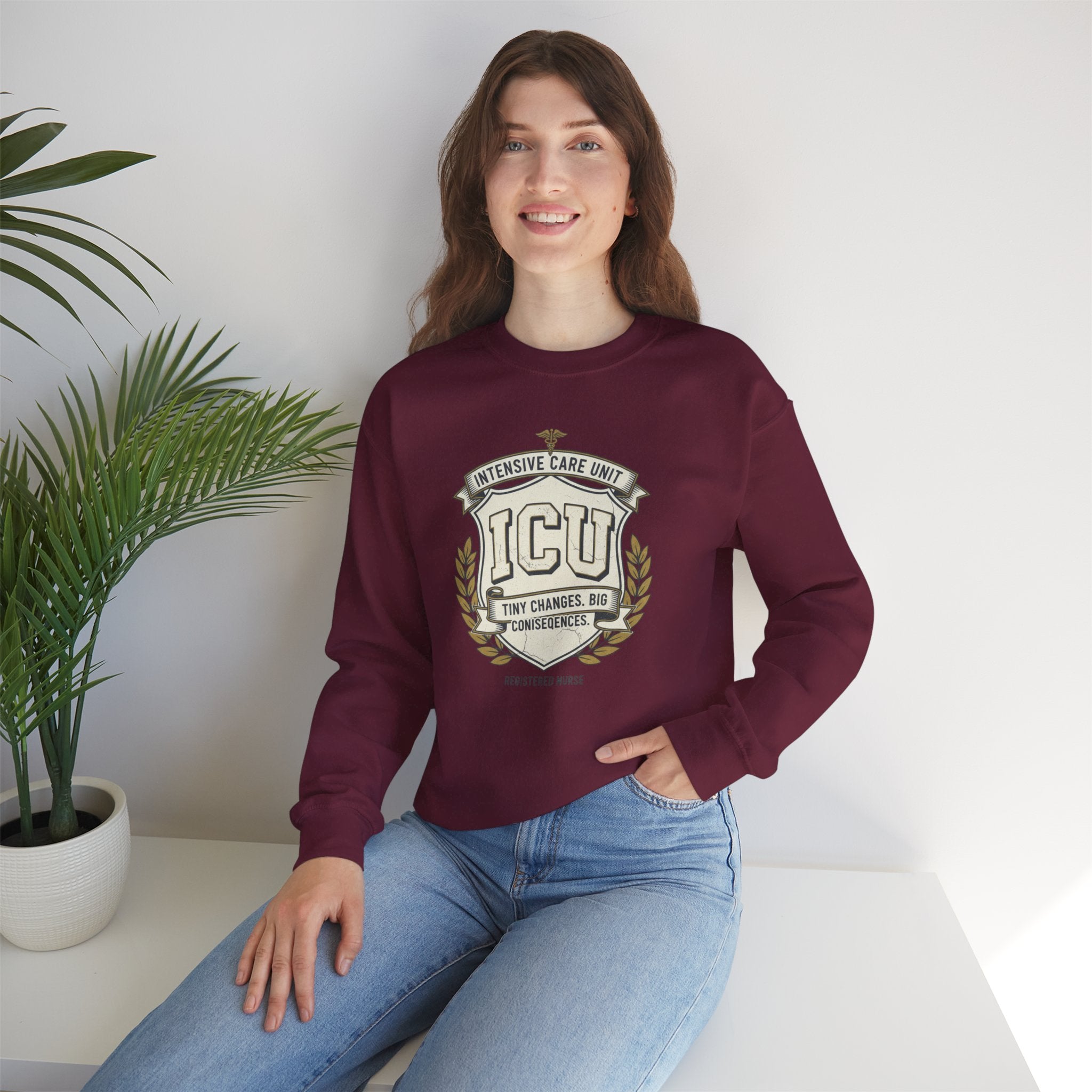 ICU Crest Sweatshirt — Intensive Care Unit Nurse & Doctor Gift