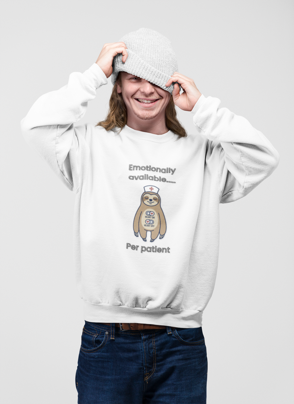 Emotionally Available Per Patient - Premium Nurse Sweatshirt Cute Sweatshirt