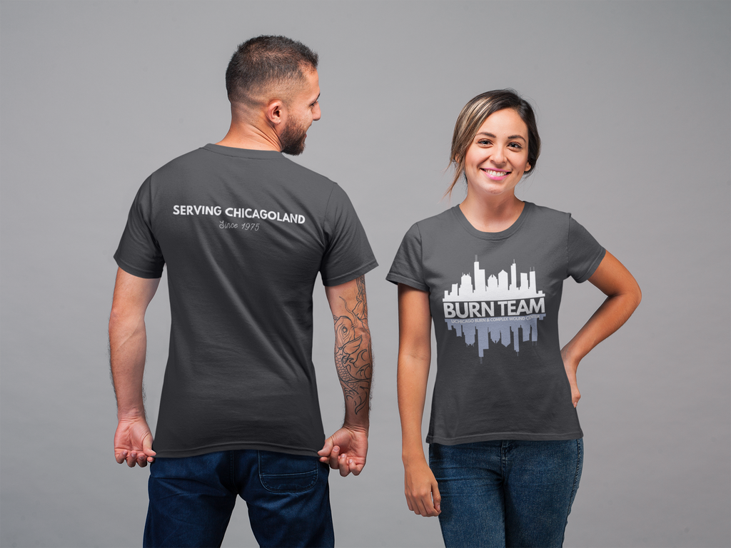 Burn Team T-shirt for Nurses- minimalist, stylish tee on-shift or off duty.