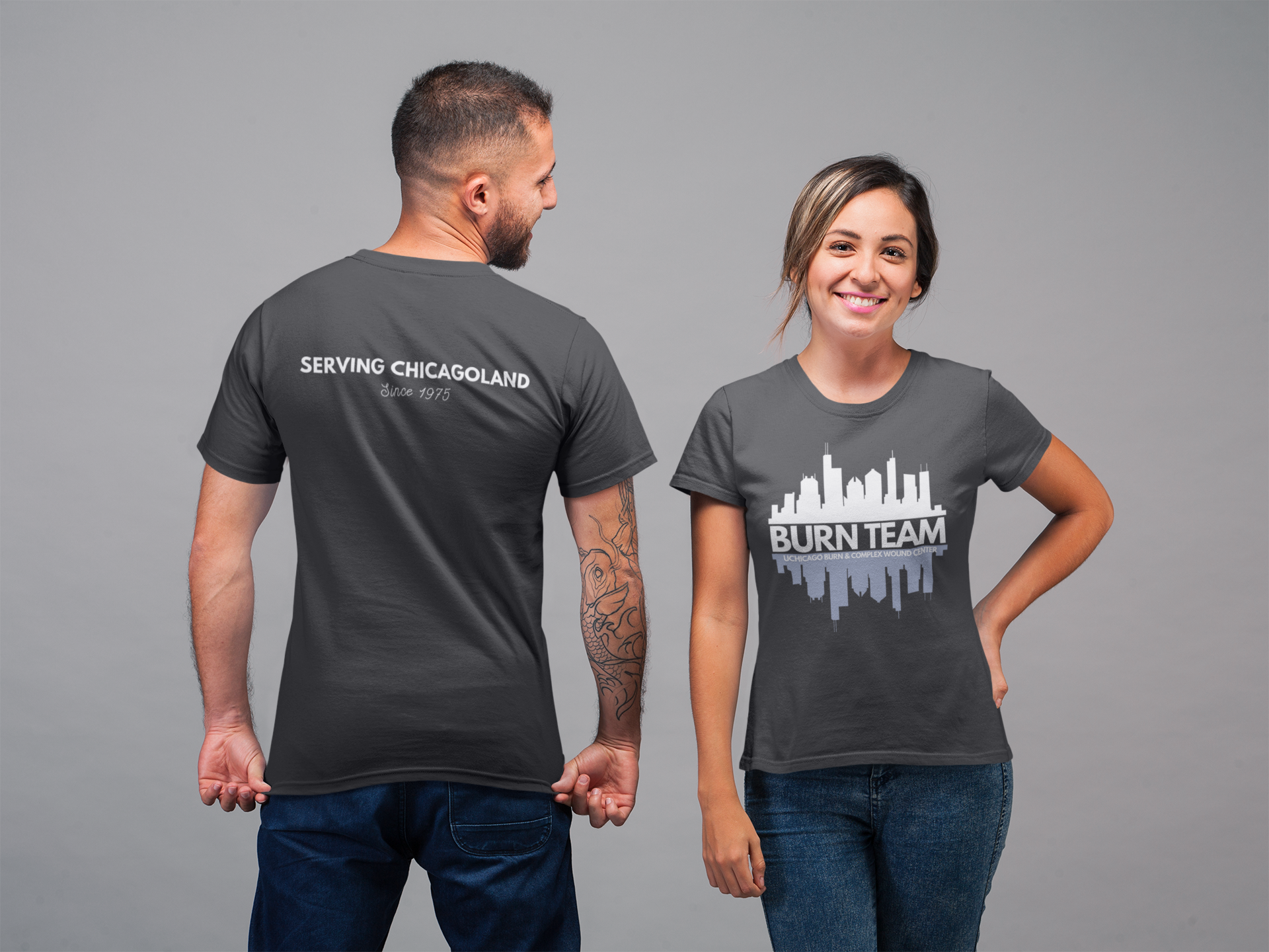 Burn Team T-shirt for Nurses- minimalist, stylish tee on-shift or off duty.