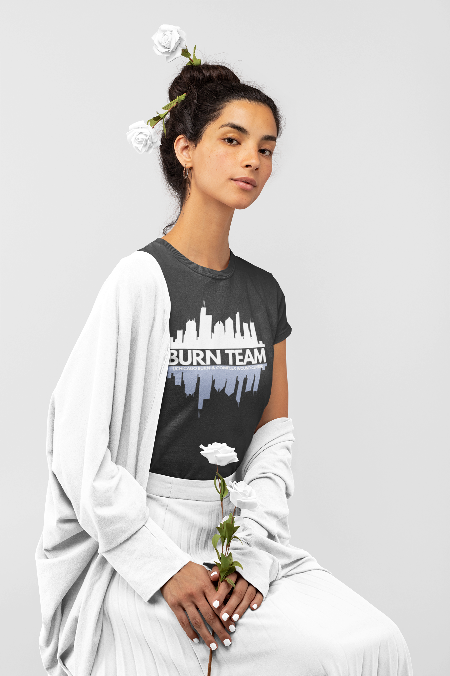 Burn Team T-shirt for Nurses- minimalist, stylish tee on-shift or off duty.