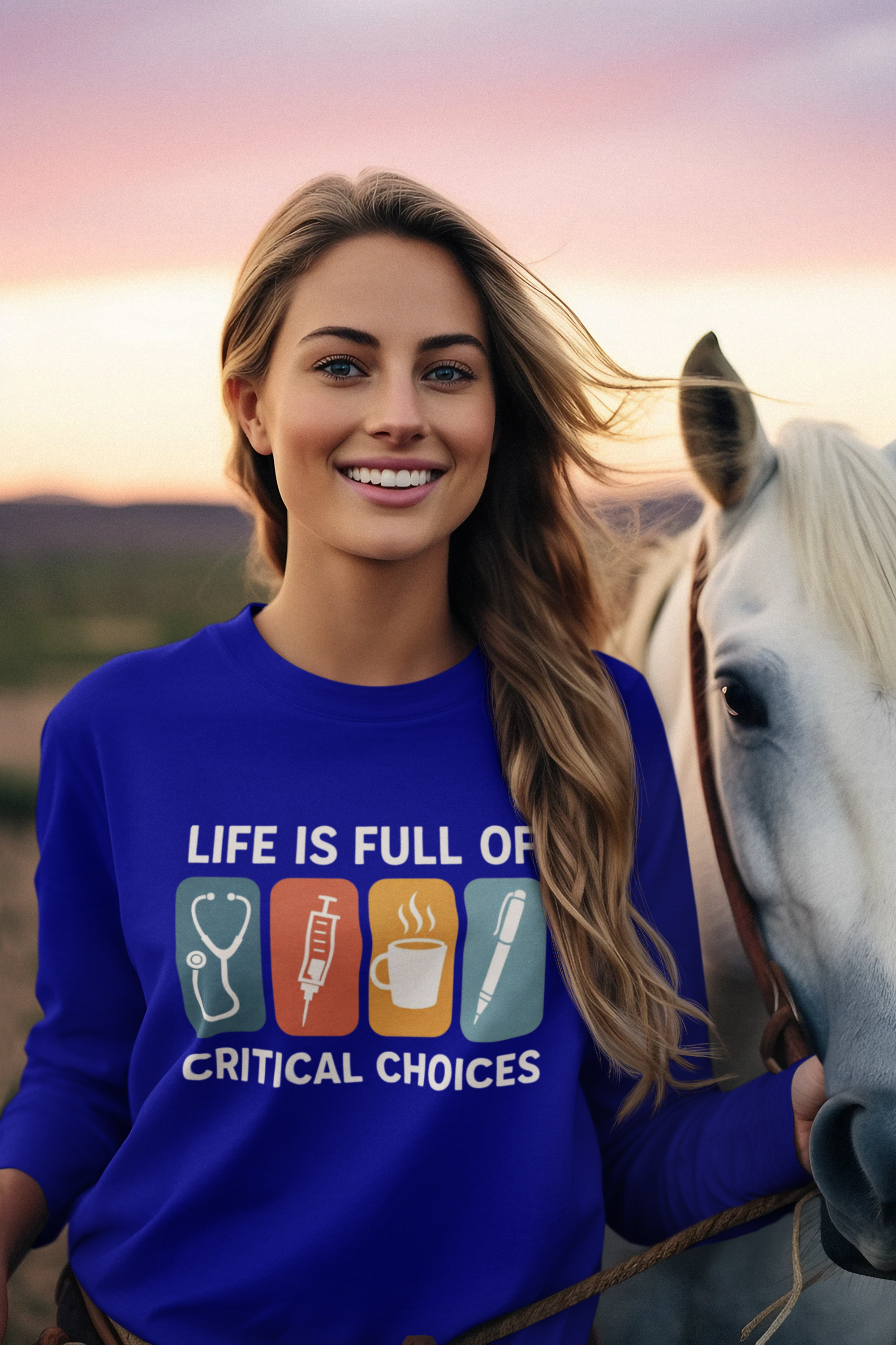 Life Is Full of Critical Choices Long Sleeve Shirt – Nurse Humor Medical Apparel for ICU, ER & Healthcare Workers   Unisex Heavyweight Long Sleeve Tee
