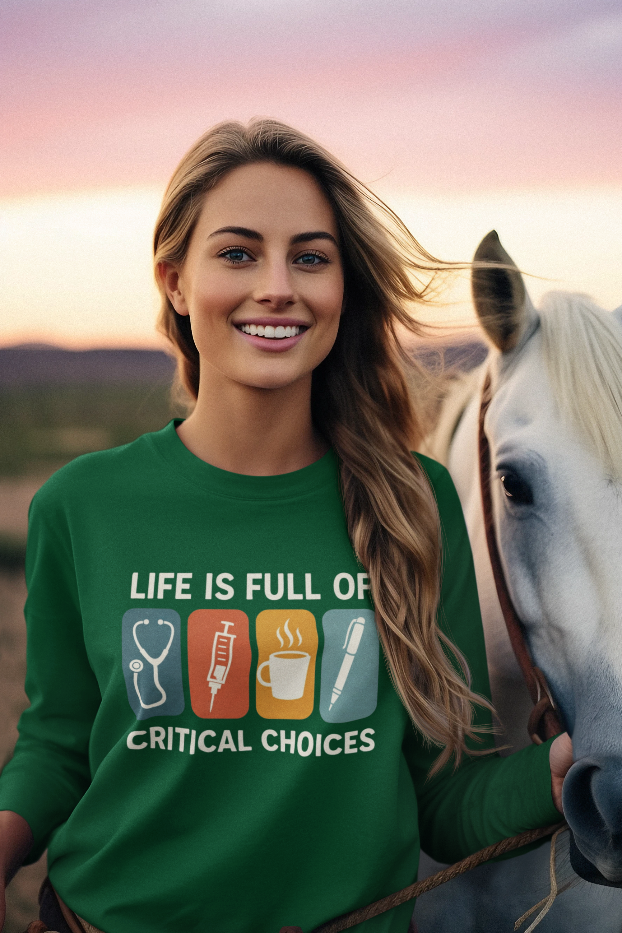Life Is Full of Critical Choices Long Sleeve Shirt – Nurse Humor Medical Apparel for ICU, ER & Healthcare Workers   Unisex Heavyweight Long Sleeve Tee