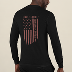 Surgical Trauma RN in Trauma Center Patriotic Nurses STICU Nurses Wear American Flag Long Sleeve Tee- Clinical Long Sleeve T-Shirts