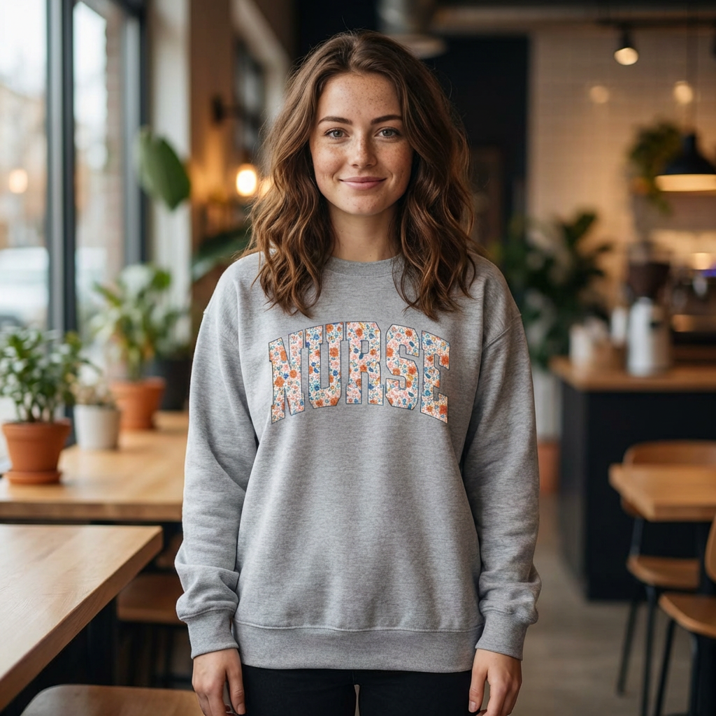 Nurse Floral Crewneck Sweatshirt