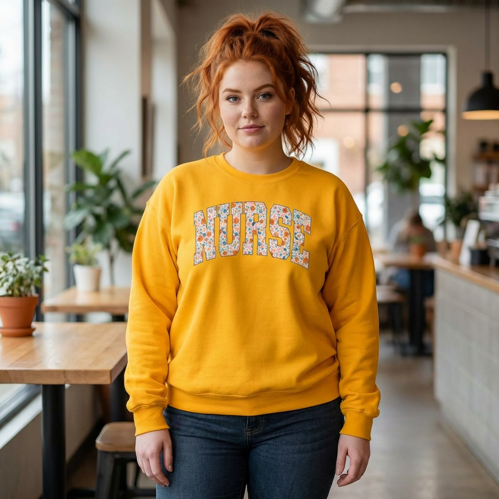 Nurse Floral Crewneck Sweatshirt