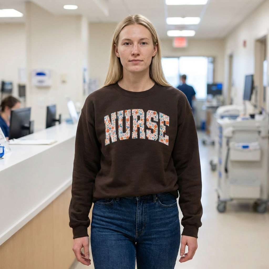 Nurse Floral Crewneck Sweatshirt