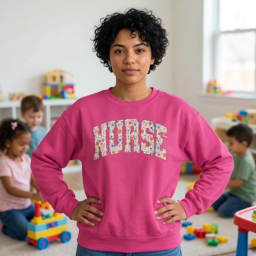 Nurse Floral Crewneck Sweatshirt