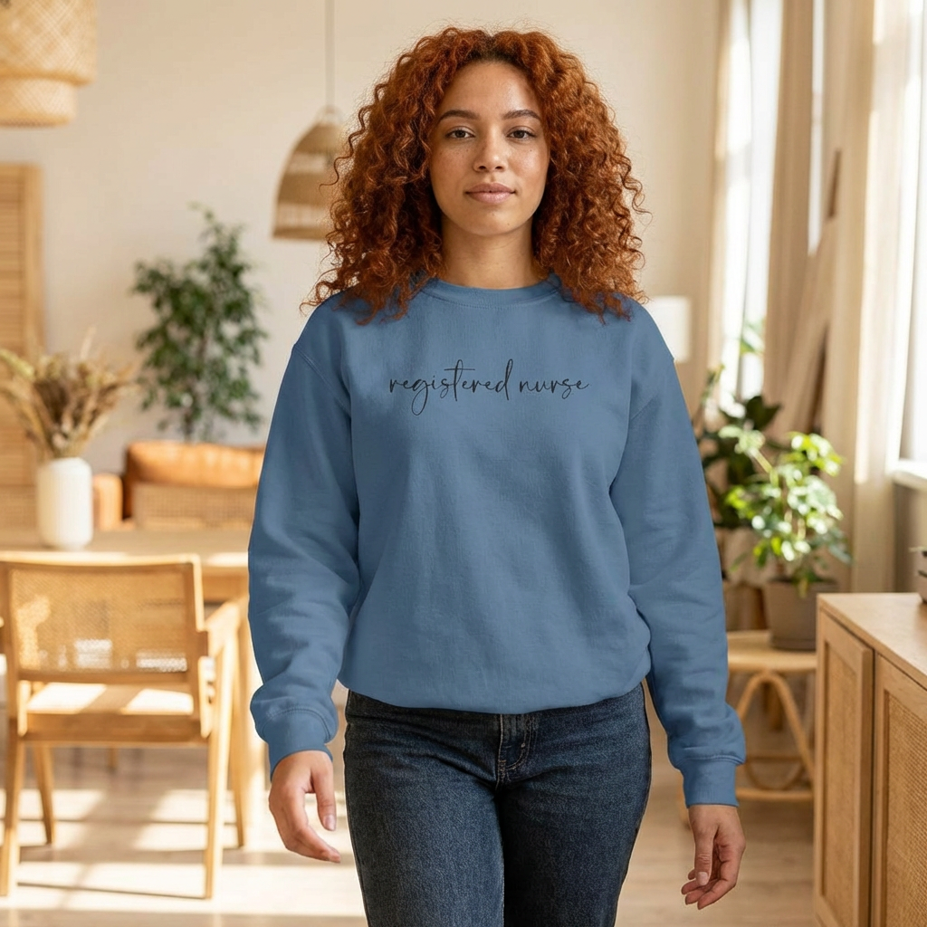 Registered Nurse Embroidered Script Sweatshirt