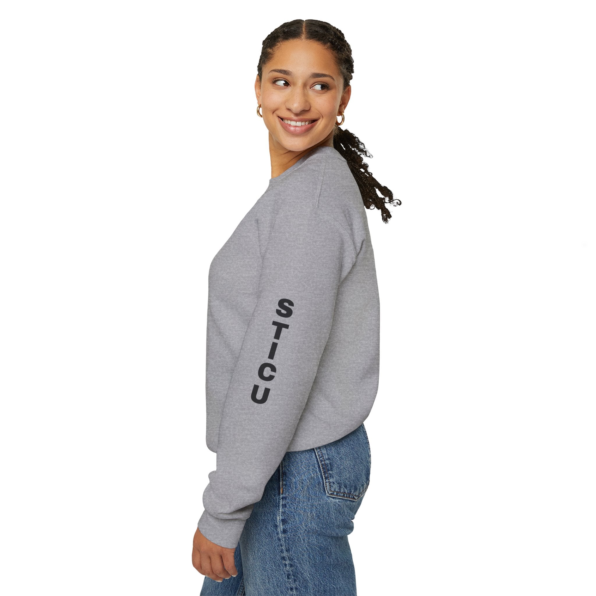 Trauma Nurse Crewneck Sweatshirt — "Calm Under Fire" Medical Badge STICU UC Nurse Graphic Crew