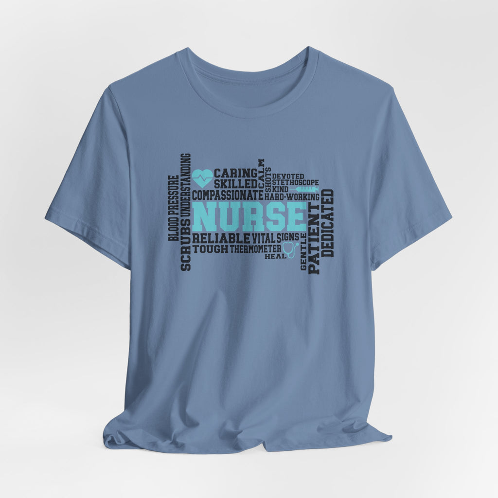 Nurse Word Cloud Tee — Caring, Skilled & Compassionate Nursing Shirt Student Nurse Nurse Gift