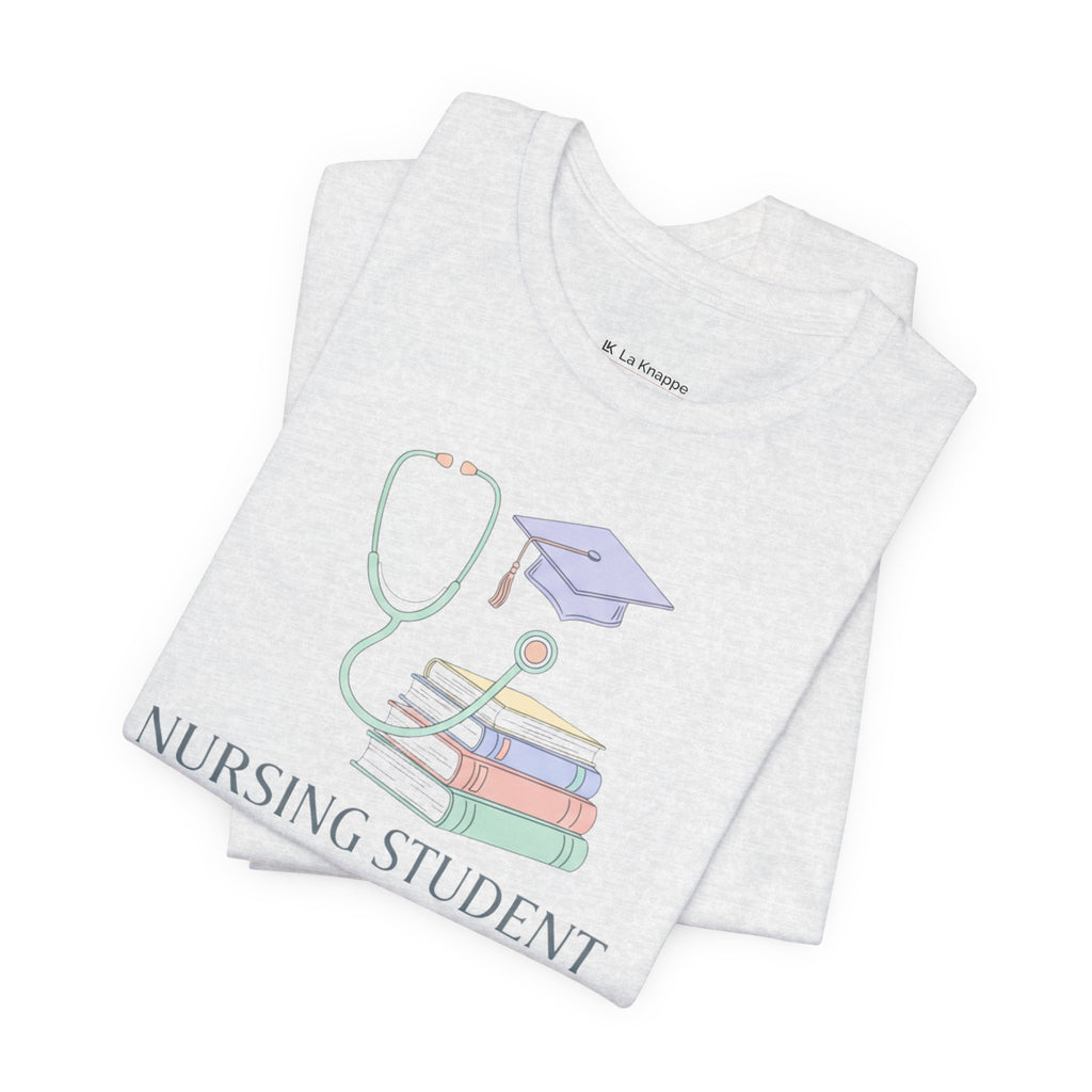 Nursing Student T-Shirt — Stethoscope, Books & Cap Graduation Tee