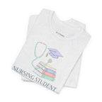 Nursing Student T-Shirt — Stethoscope, Books & Cap Graduation Tee