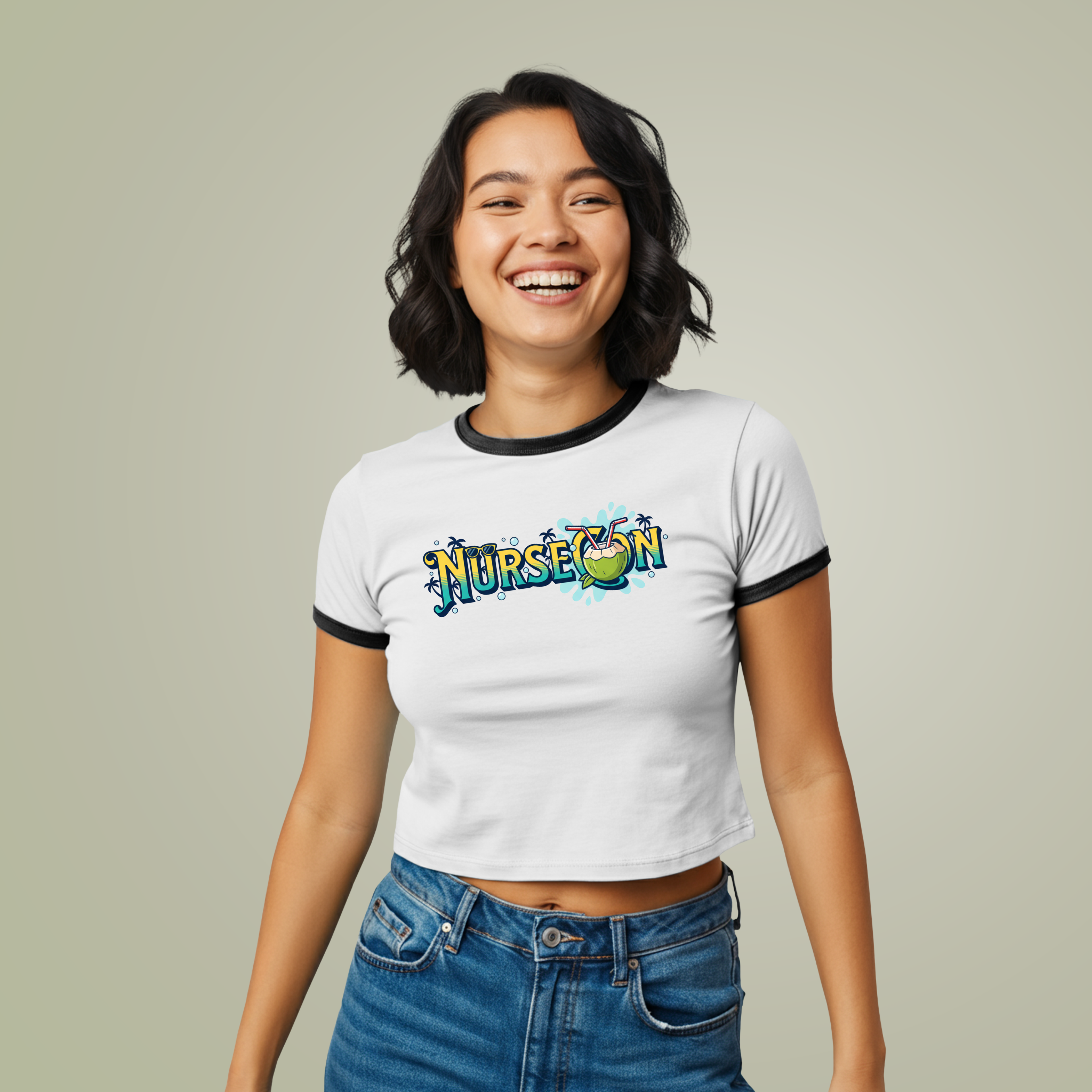 Women's Ringer Tee NurseCon Nurse Cruise T-Shirt - Crop Tee