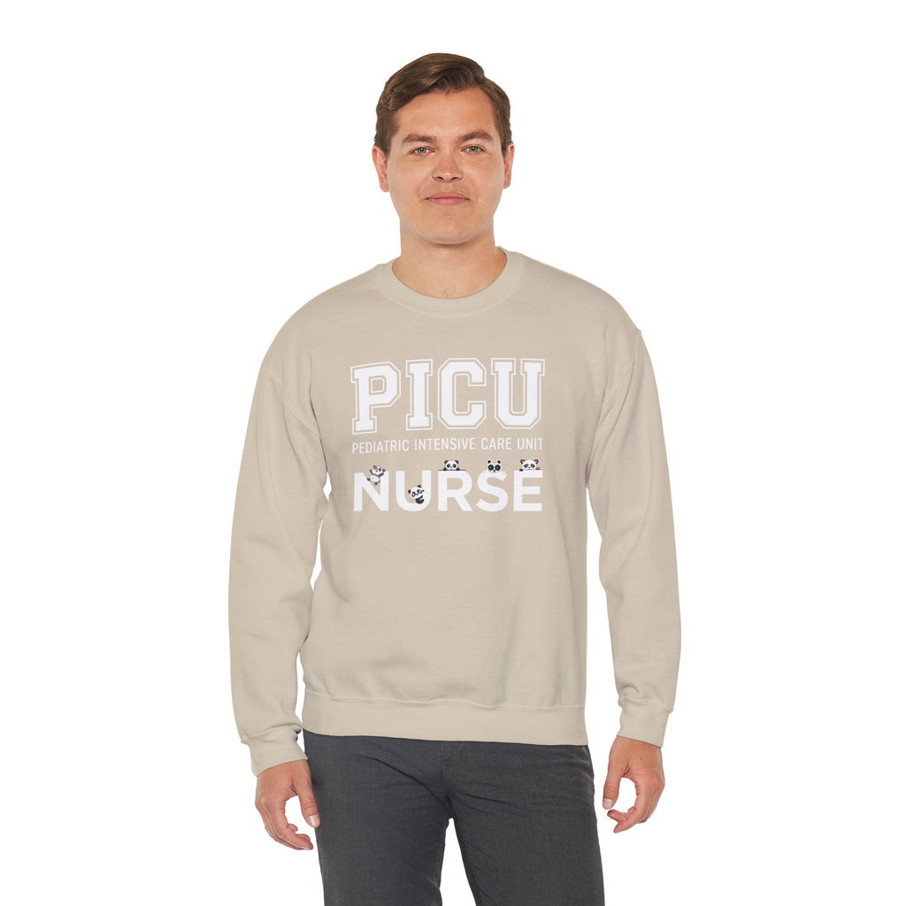 PICU Nurse Crewneck Sweatshirt – Pediatric Intensive Care Unit Nurse Pullover With Cute Panda