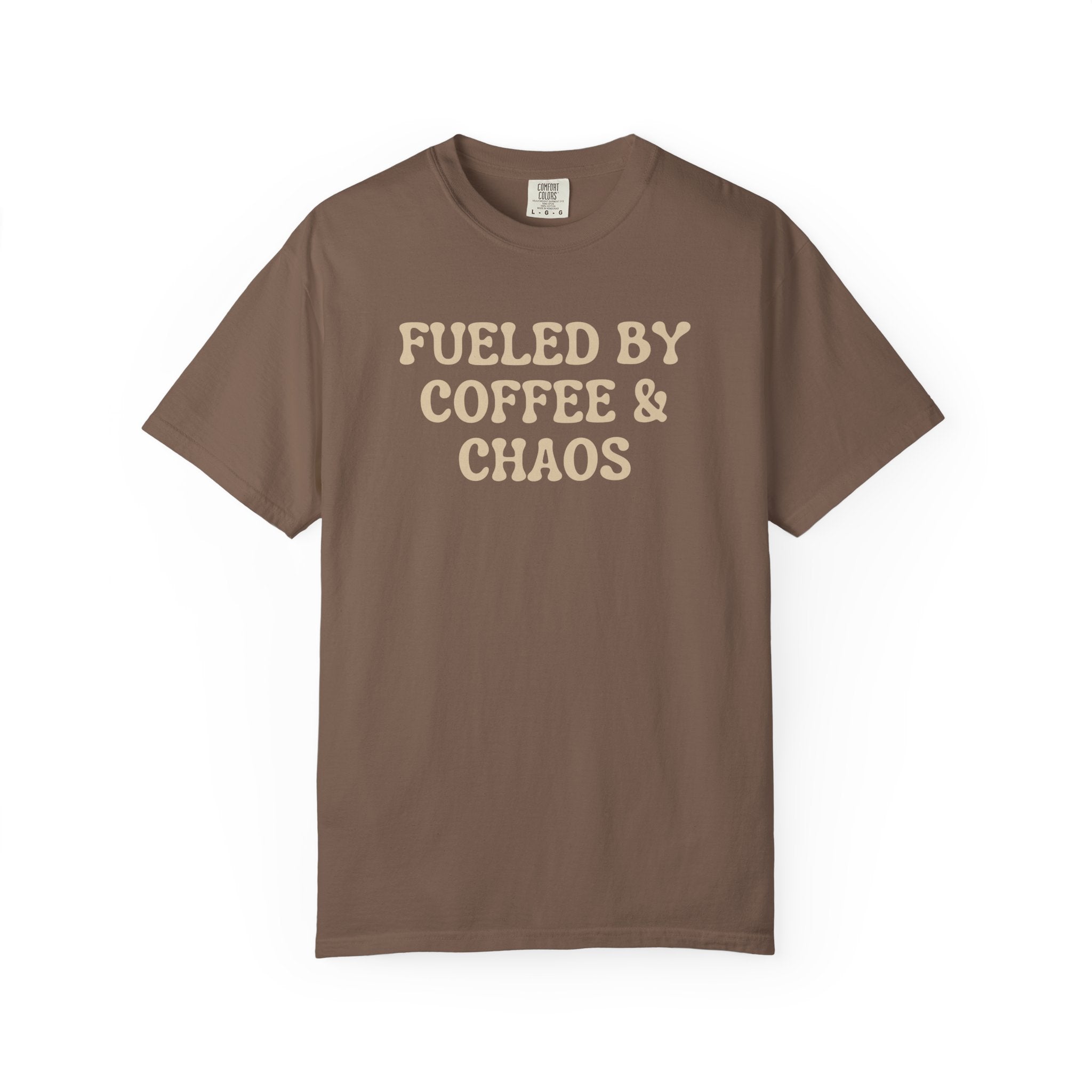 Fueled by Coffee & Chaos T-Shirt — Funny Coffee Lover Tee Nurse RN Tshirts Nurse and Coffee Caffeinated Nurse Gift for Nurse Coffee Lovers