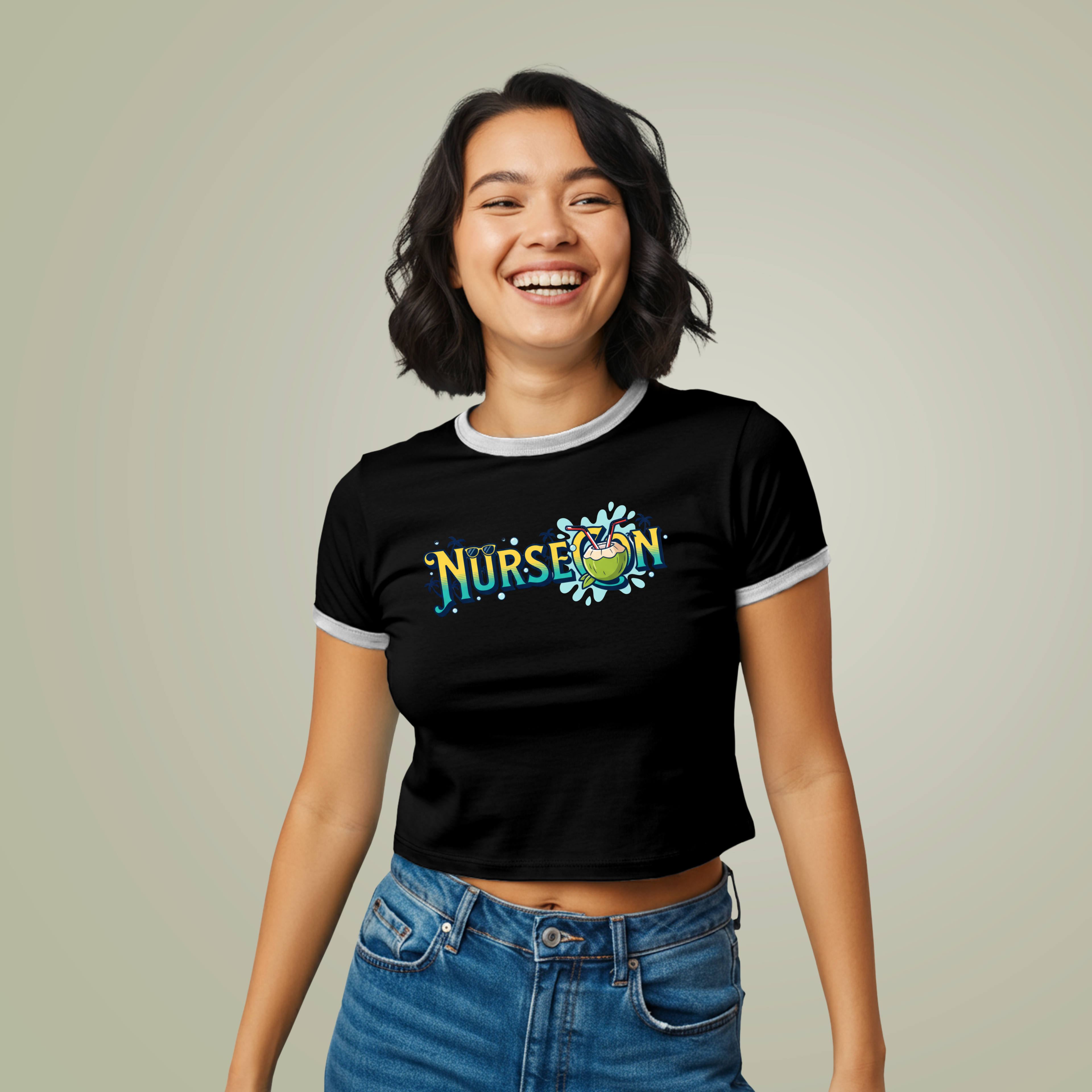 Women's Ringer Tee NurseCon Nurse Cruise T-Shirt - Crop Tee