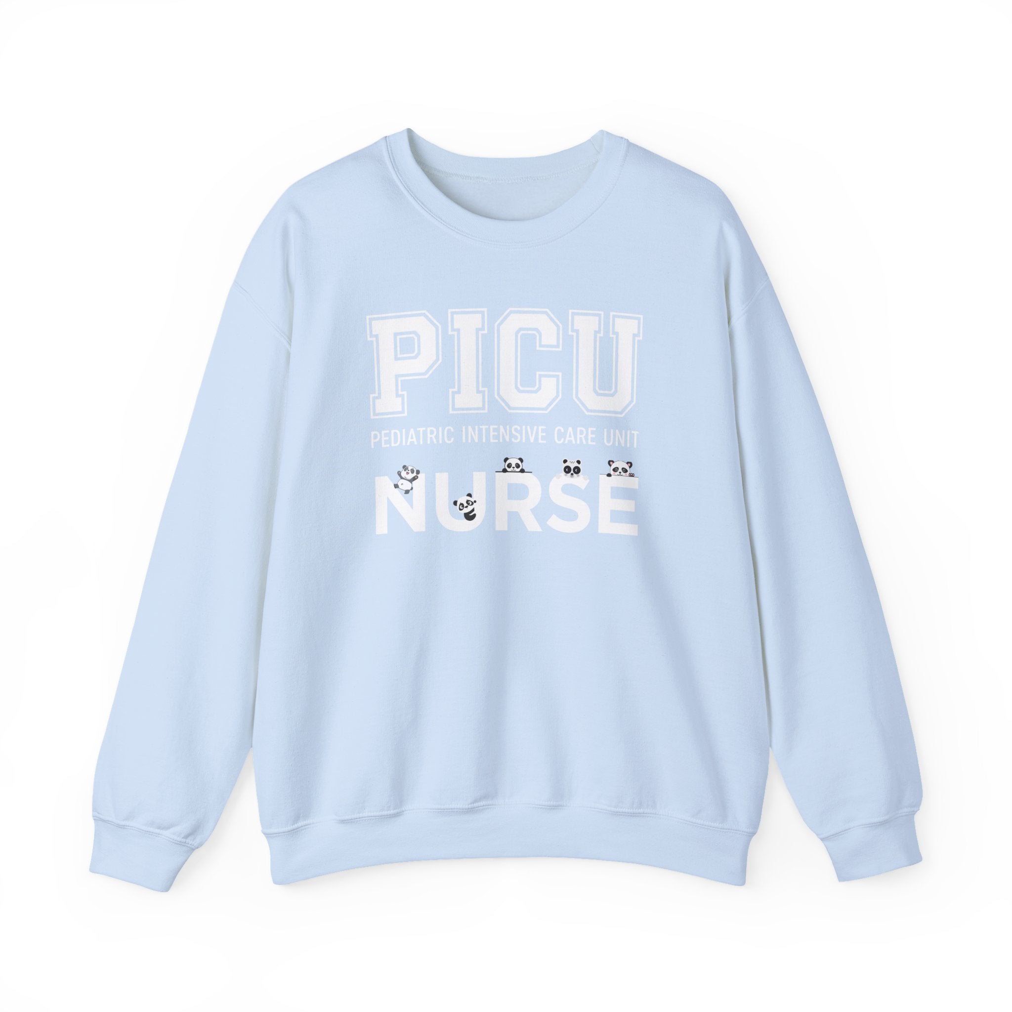PICU Nurse Crewneck Sweatshirt – Pediatric Intensive Care Unit Nurse Pullover With Cute Panda