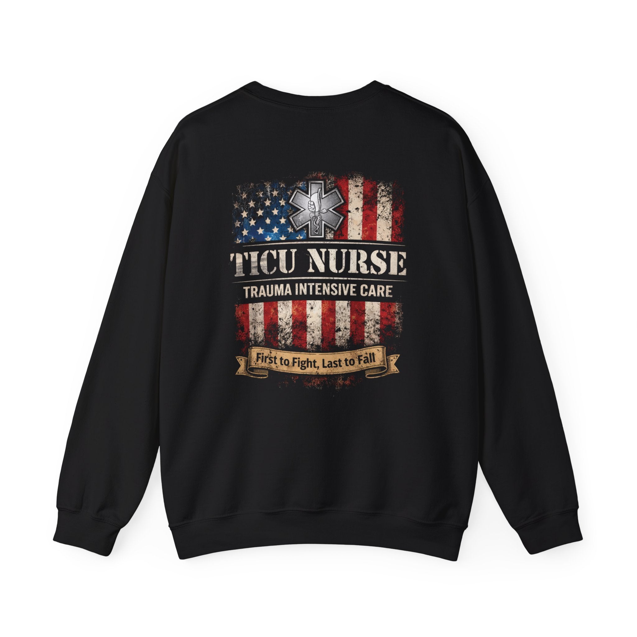 Trauma Nurse TICU- Patriotic Trauma Crewneck - Graphic Sweatshirt