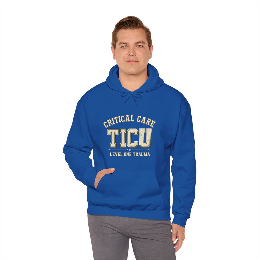 TICU Critical Care Hoodie - Level One Trauma Sweatshirt for Nurses & ICU Staff