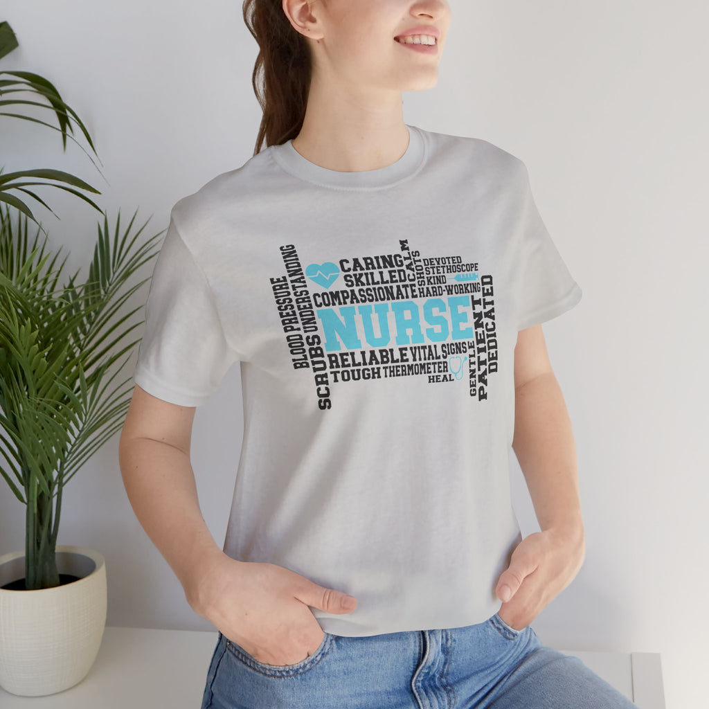 Nurse Word Cloud Tee — Caring, Skilled & Compassionate Nursing Shirt Student Nurse Nurse Gift