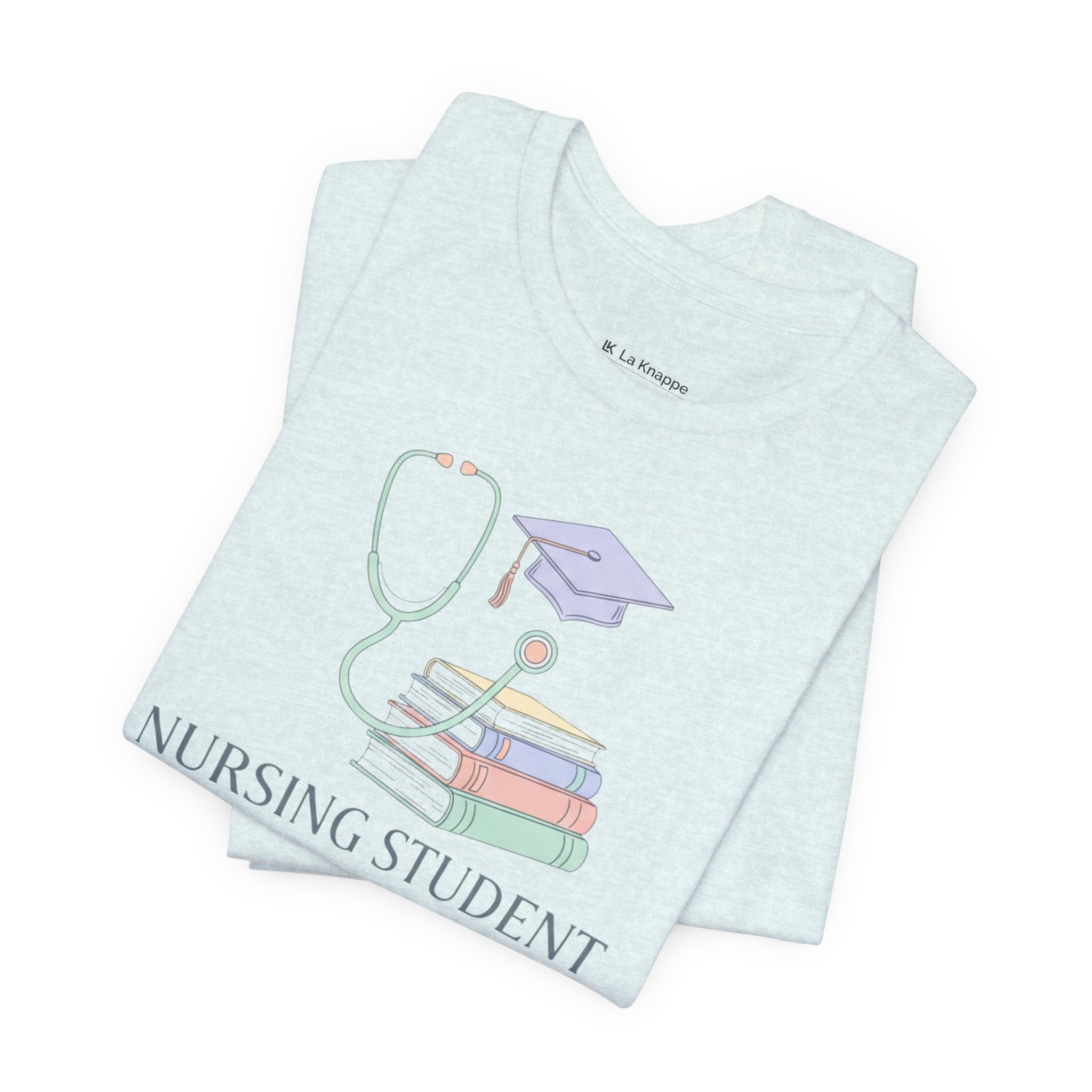 Nursing Student T-Shirt — Stethoscope, Books & Cap Graduation Tee