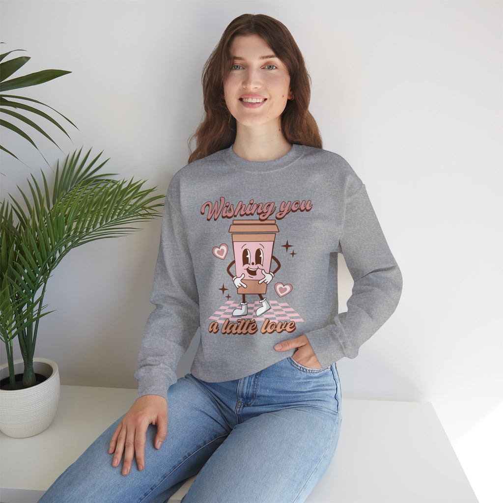 Sweatshirt - "Wishing You a Little Love" Cute Coffee Cup Crewneck
