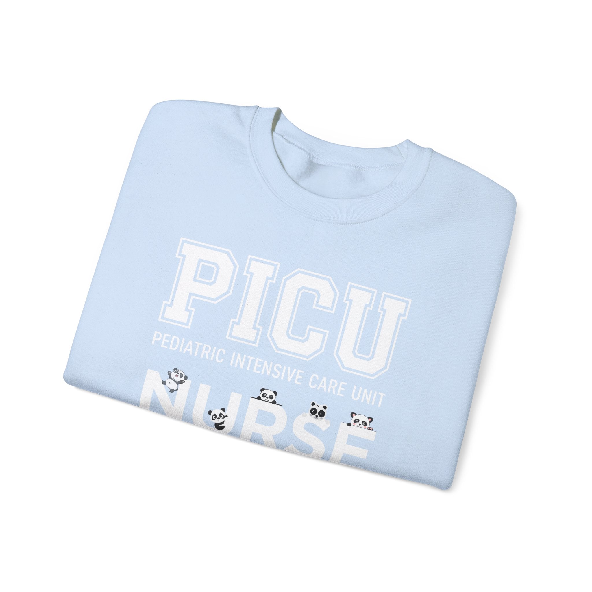 PICU Nurse Crewneck Sweatshirt – Pediatric Intensive Care Unit Nurse Pullover With Cute Panda