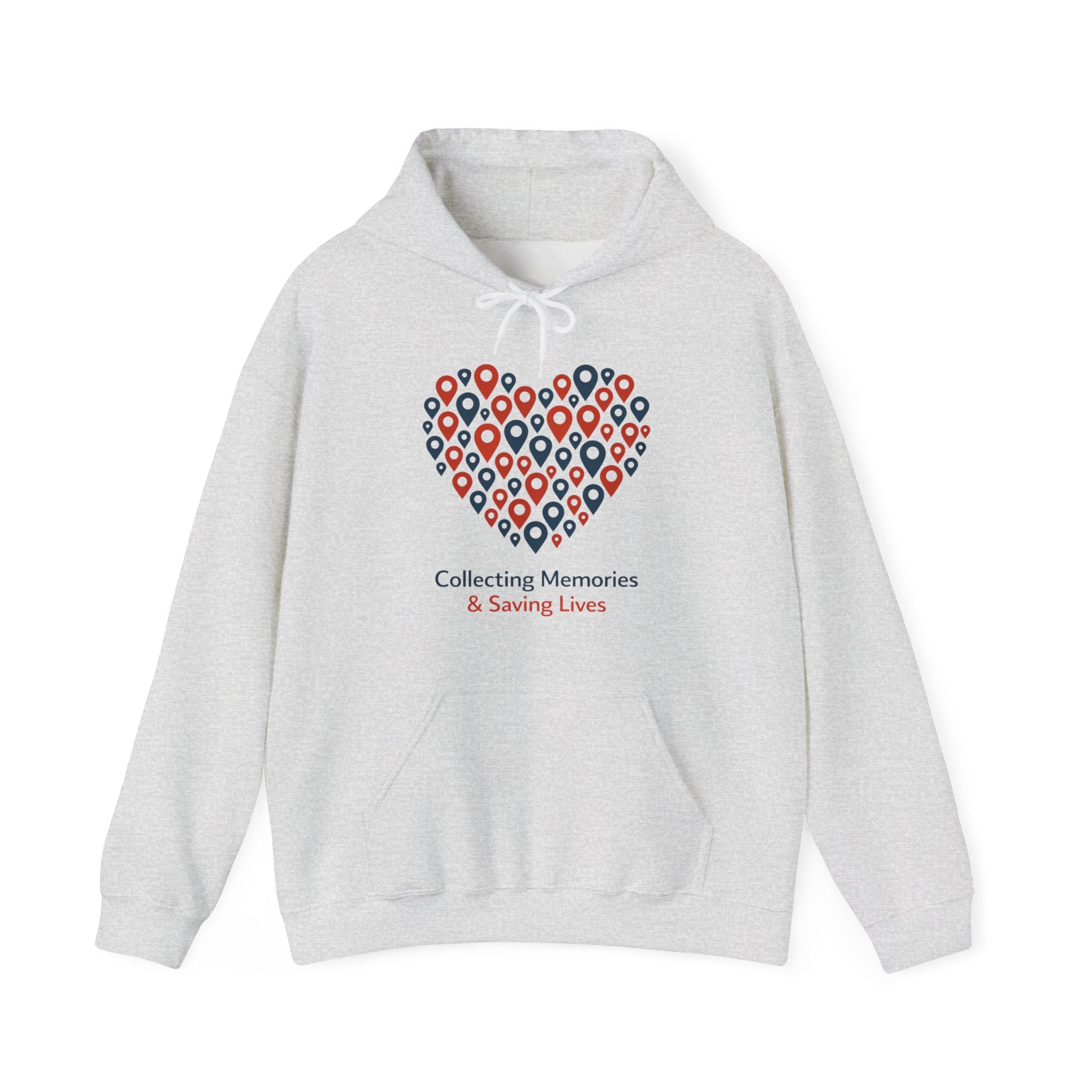 Hoodie — 'Collecting Memories & Saving Lives' Heart Pin Map Design Travel Nurse Hoodie