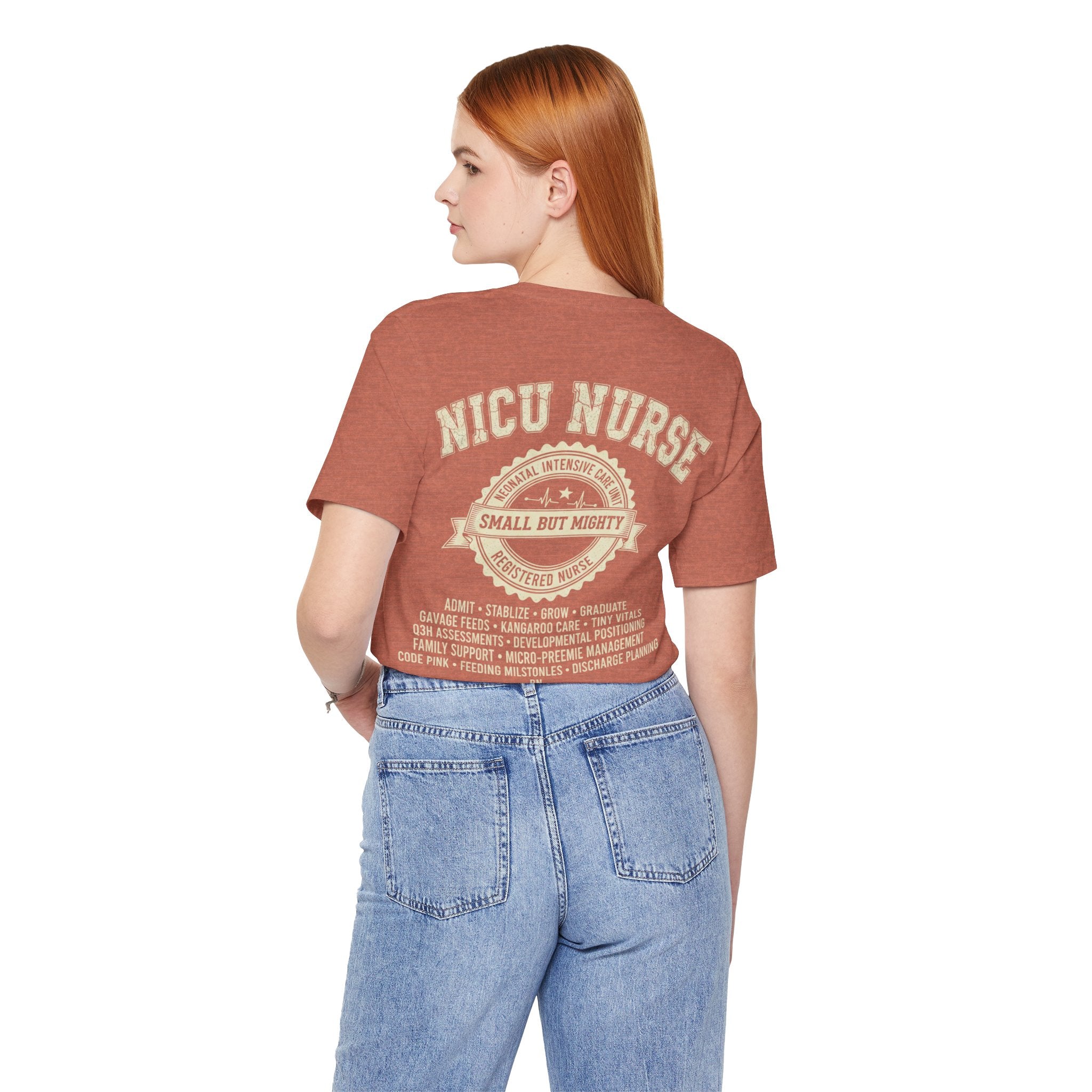 NICU Nurse T‑Shirt — Neonatal Intensive Care  Small But Mighty NICU Design Tour Tee Vintage Staff Gift