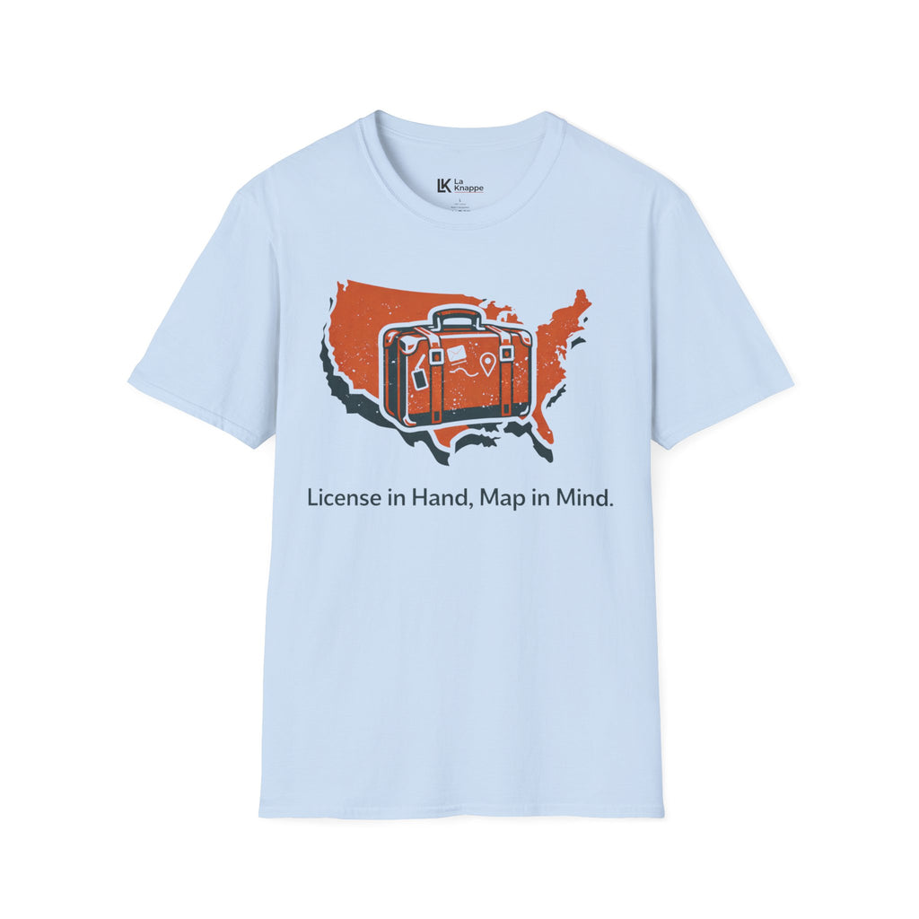 Travel T-Shirt – "License in Hand, Map in Mind" Graphic Tee