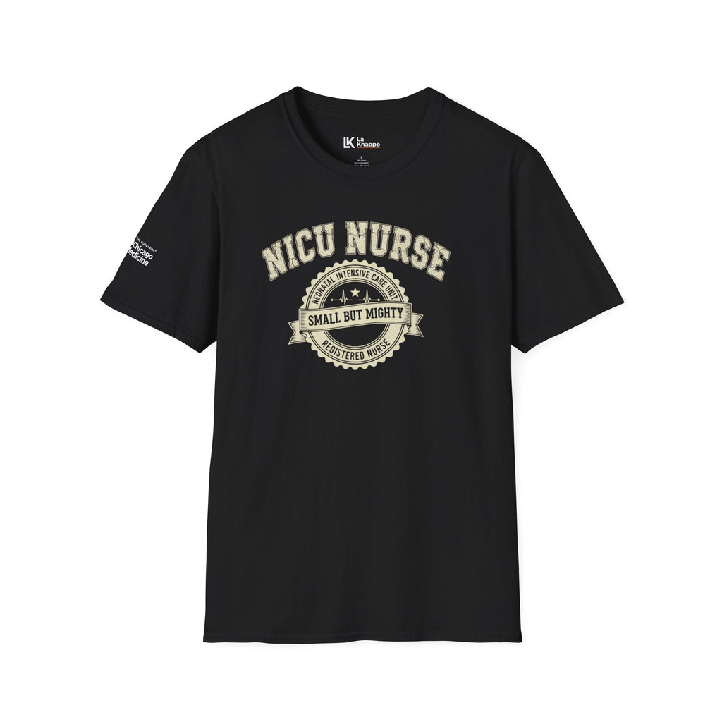 NICU Nurse T-Shirt — Neonatal Intensive Care Nurse Tee Badge "Small But Mighty" Graphic T-Shirts