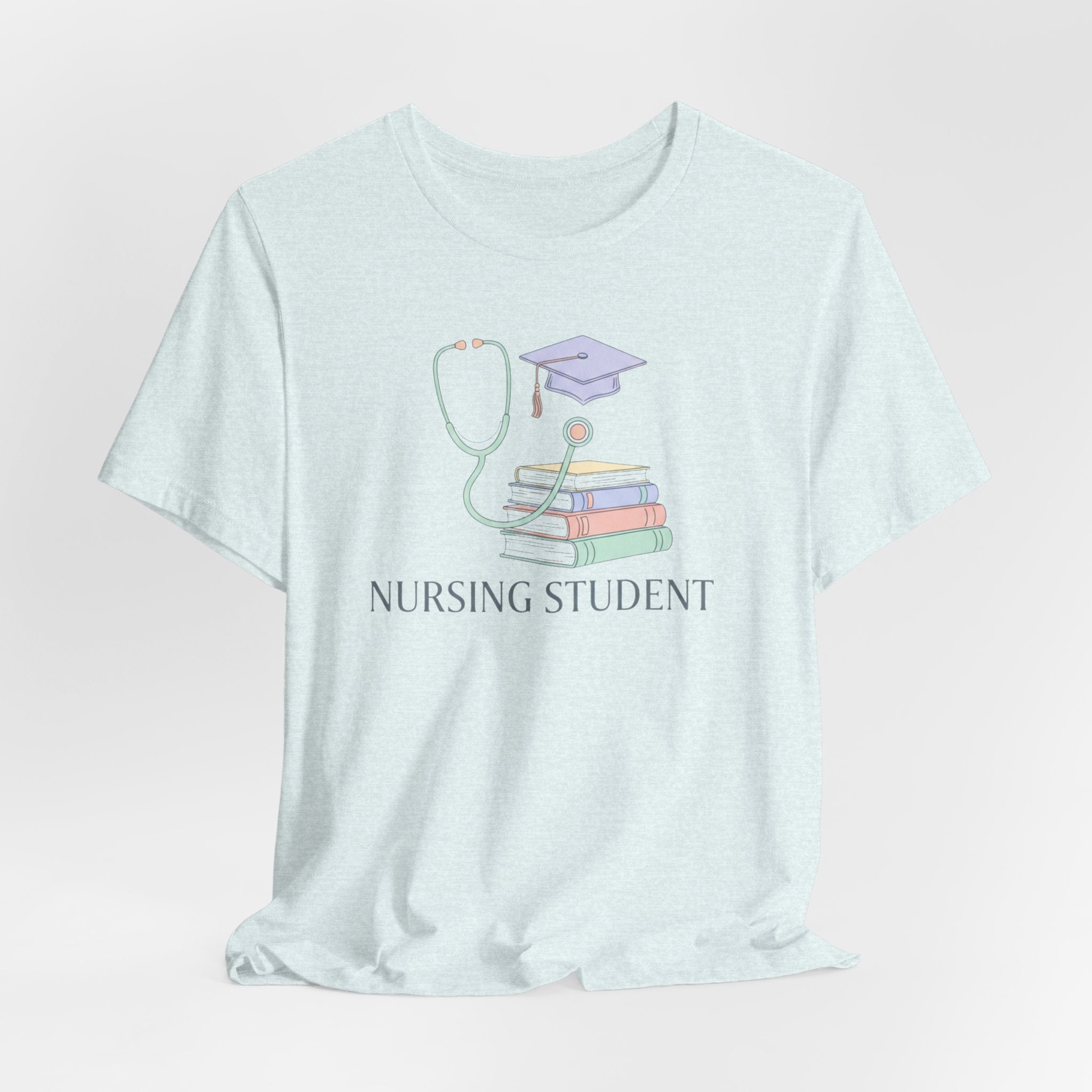 Nursing Student T-Shirt — Stethoscope, Books & Cap Graduation Tee