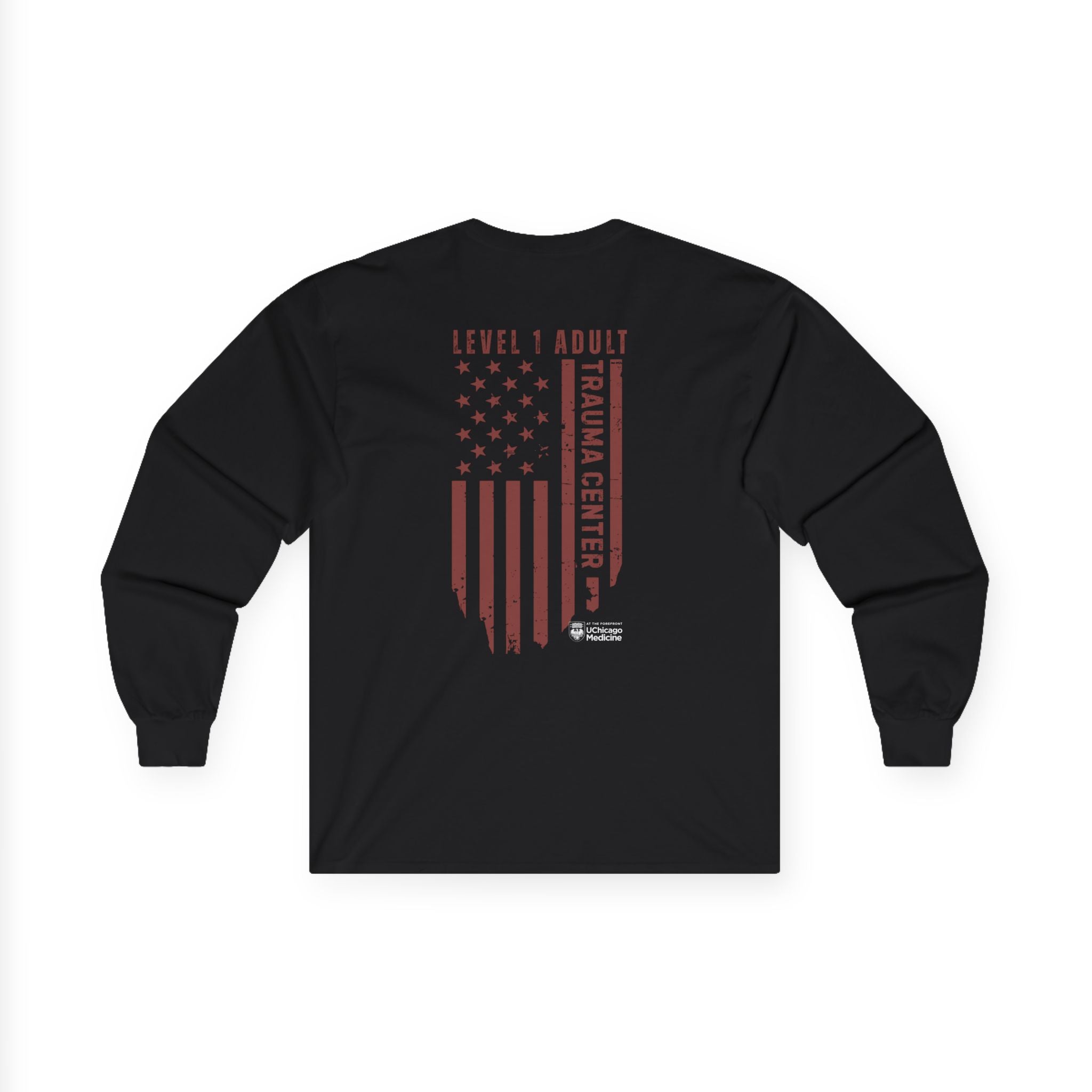 Level 1 Trauma Center Trauma Nurse Long Sleeve Tee — 'Level 1 Adult' Trauma Center Flag Design