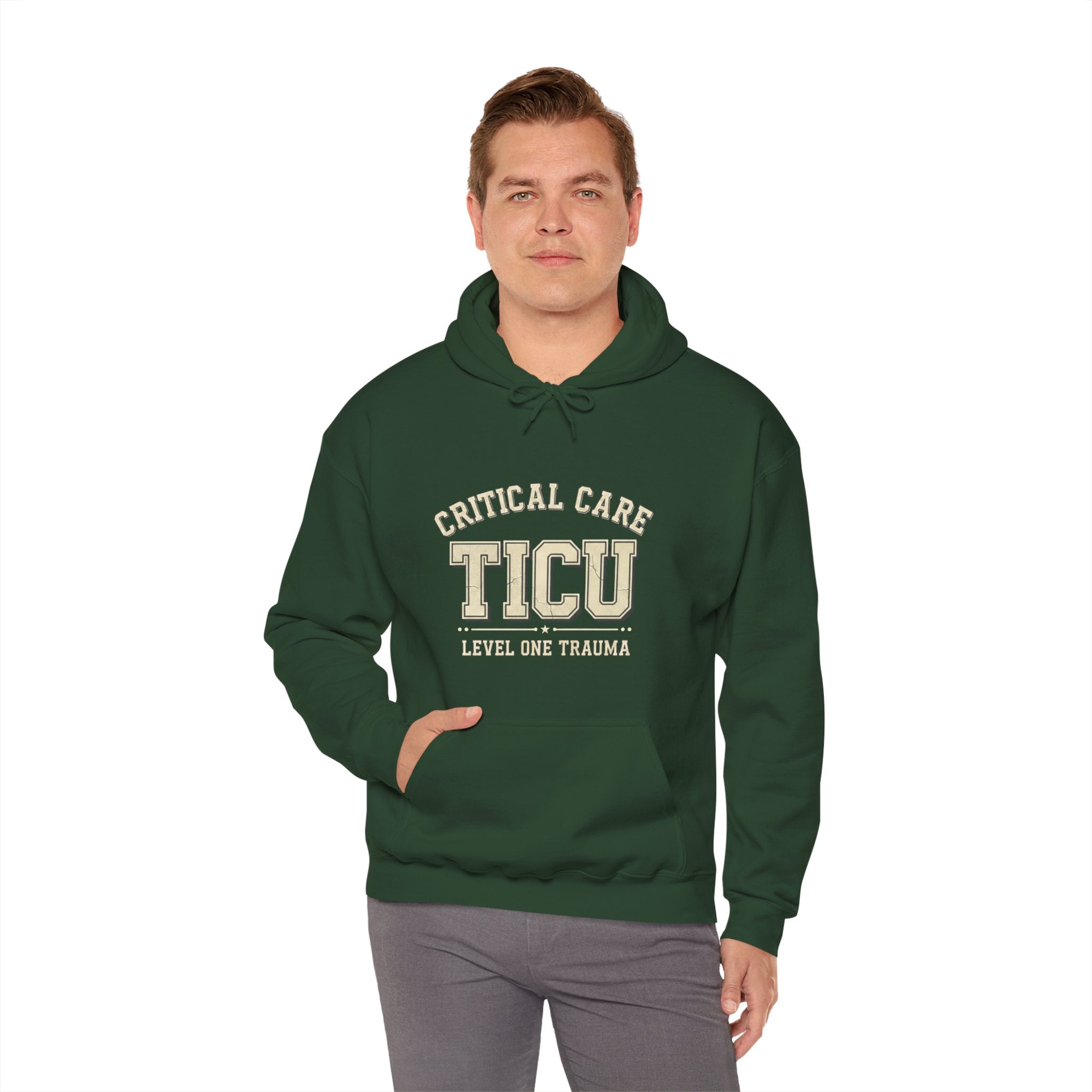 TICU Critical Care Hoodie - Level One Trauma Sweatshirt for Nurses & ICU Staff