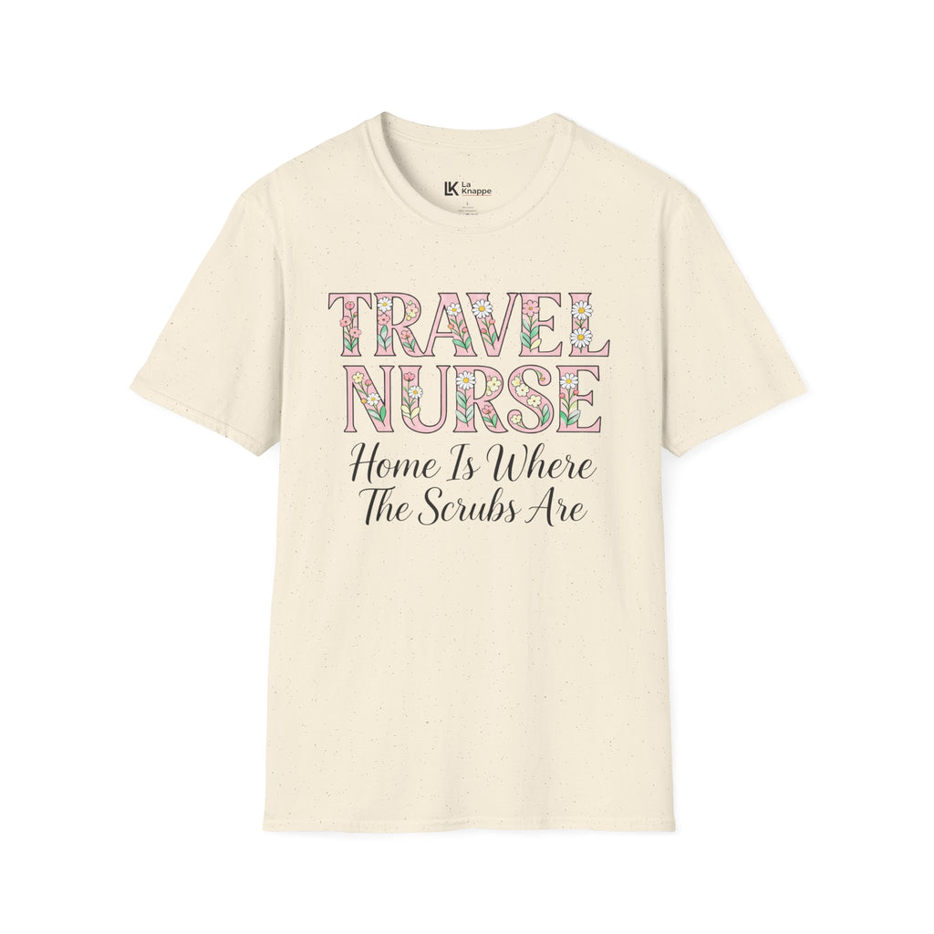 Travel T-shirt- " Travel Nurse: Home Is Where The Scrubs Are" Graphic Travel Nurse Tee