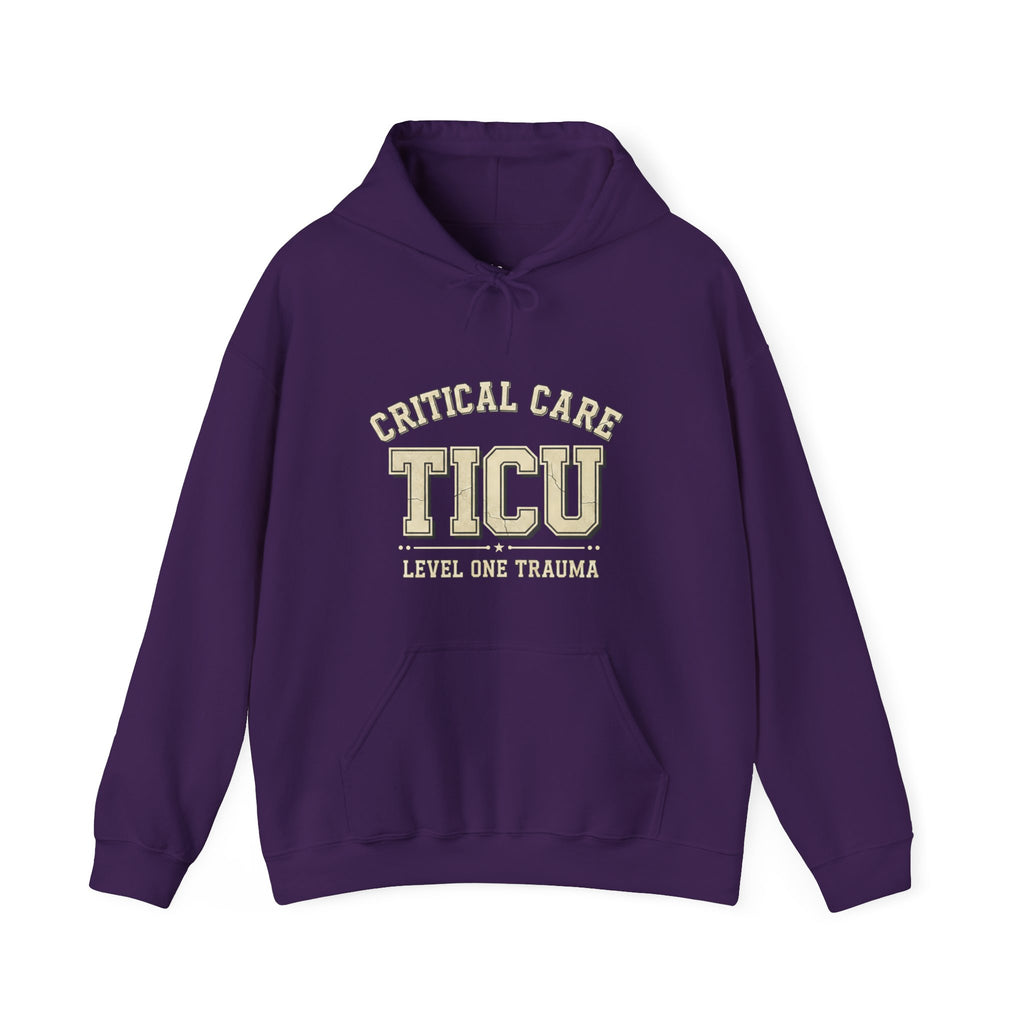 TICU Critical Care Hoodie - Level One Trauma Sweatshirt for Nurses & ICU Staff