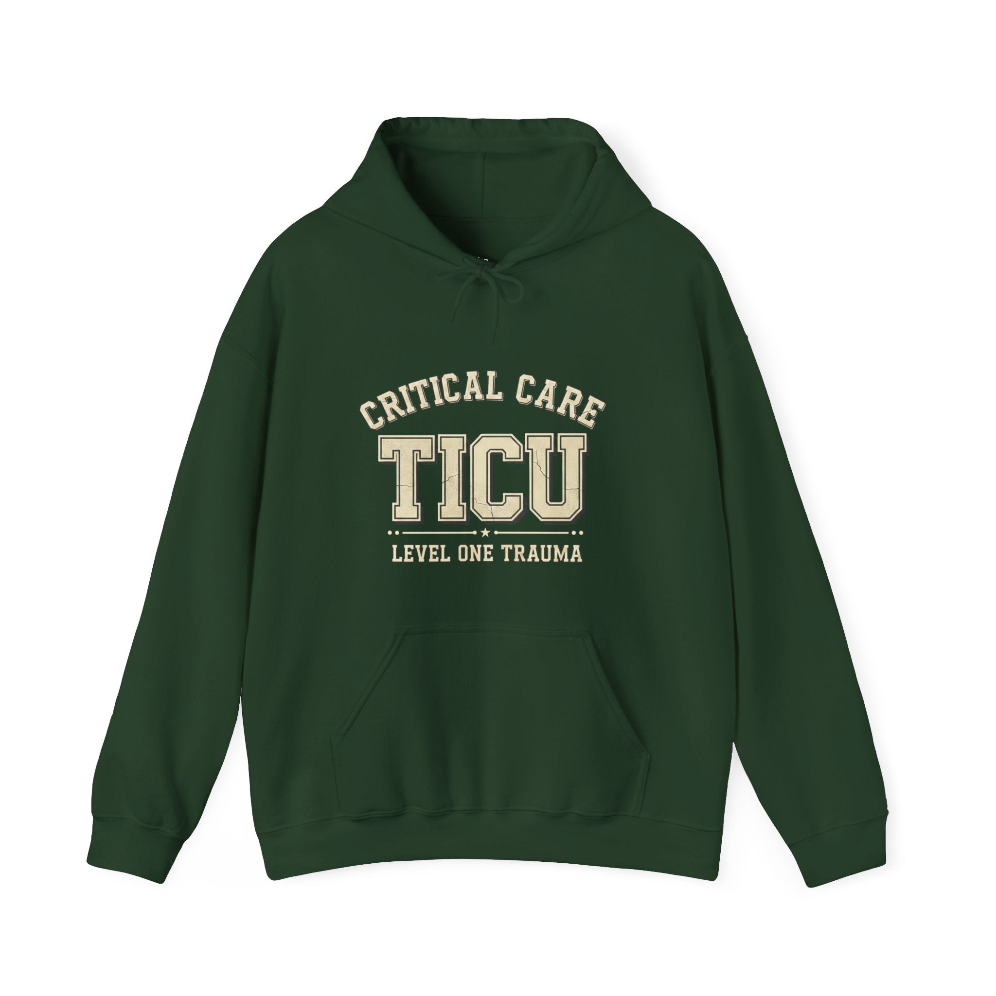 TICU Critical Care Hoodie - Level One Trauma Sweatshirt for Nurses & ICU Staff