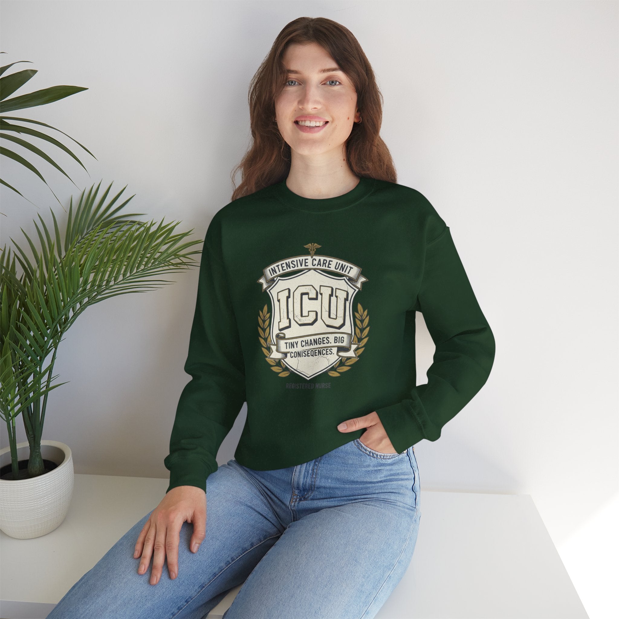 ICU Crest Sweatshirt — Intensive Care Unit Nurse & Doctor Gift